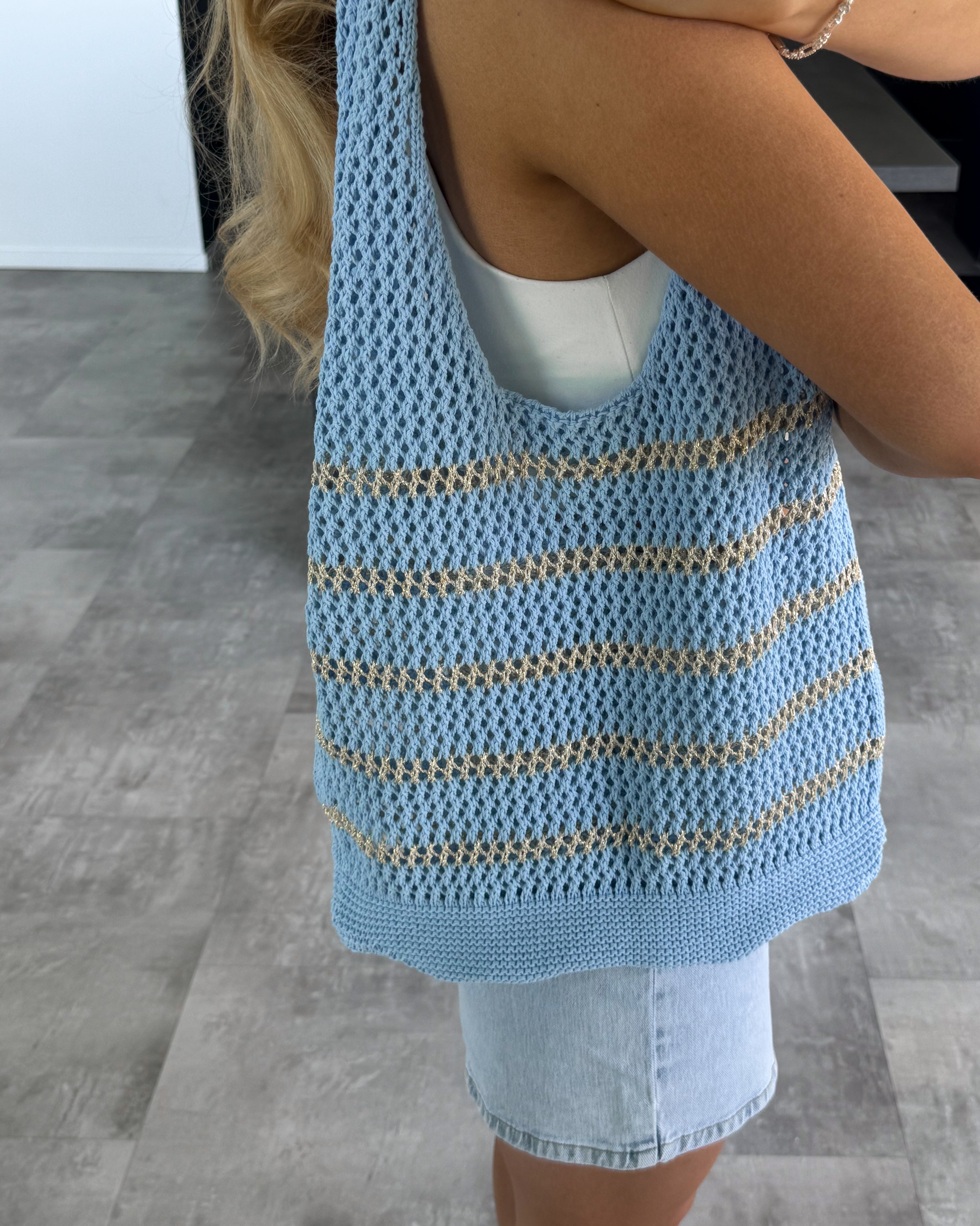 Häkel-Tasche “Beach” Hellblau