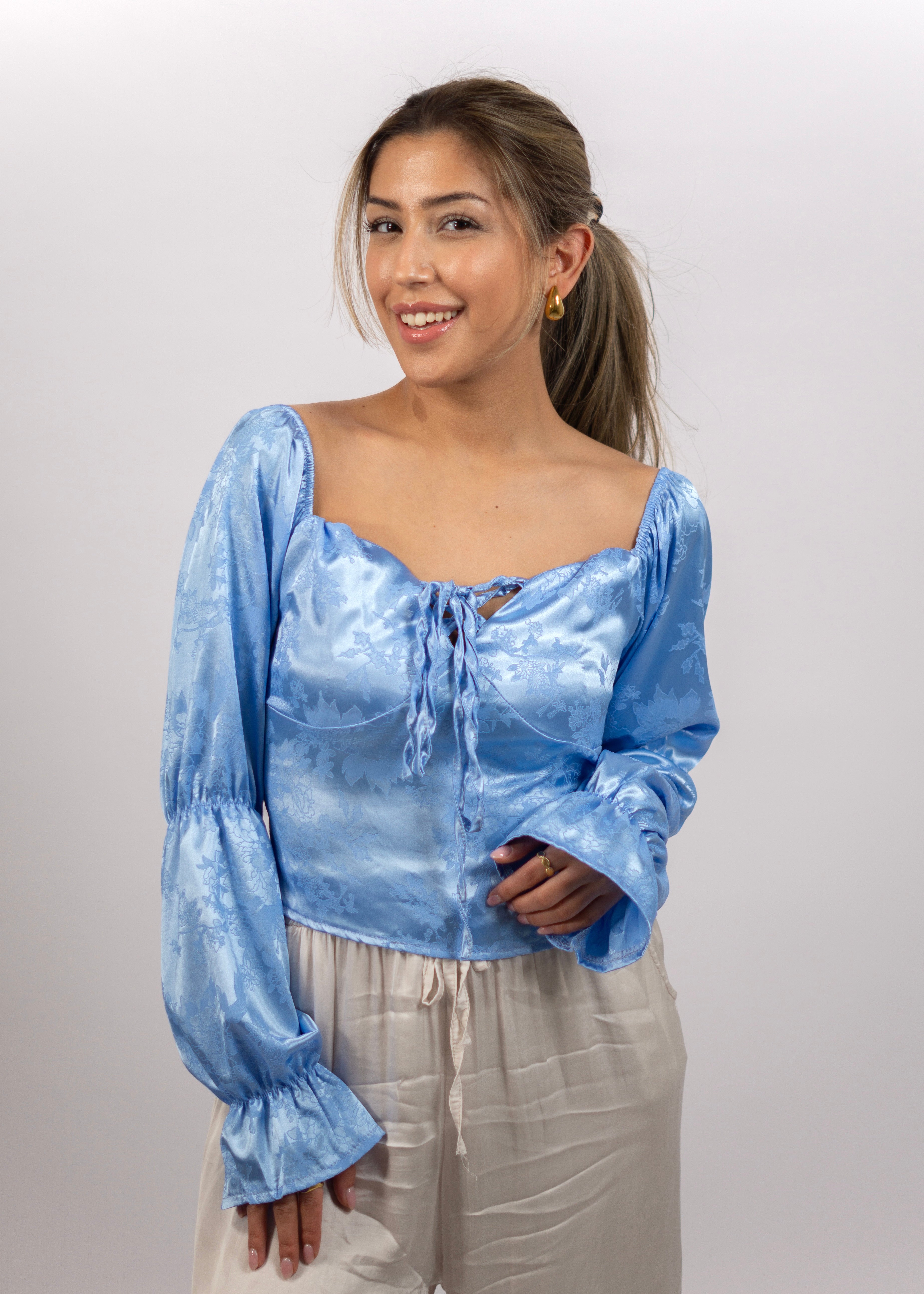 Kurzbluse "Blossom" Blau