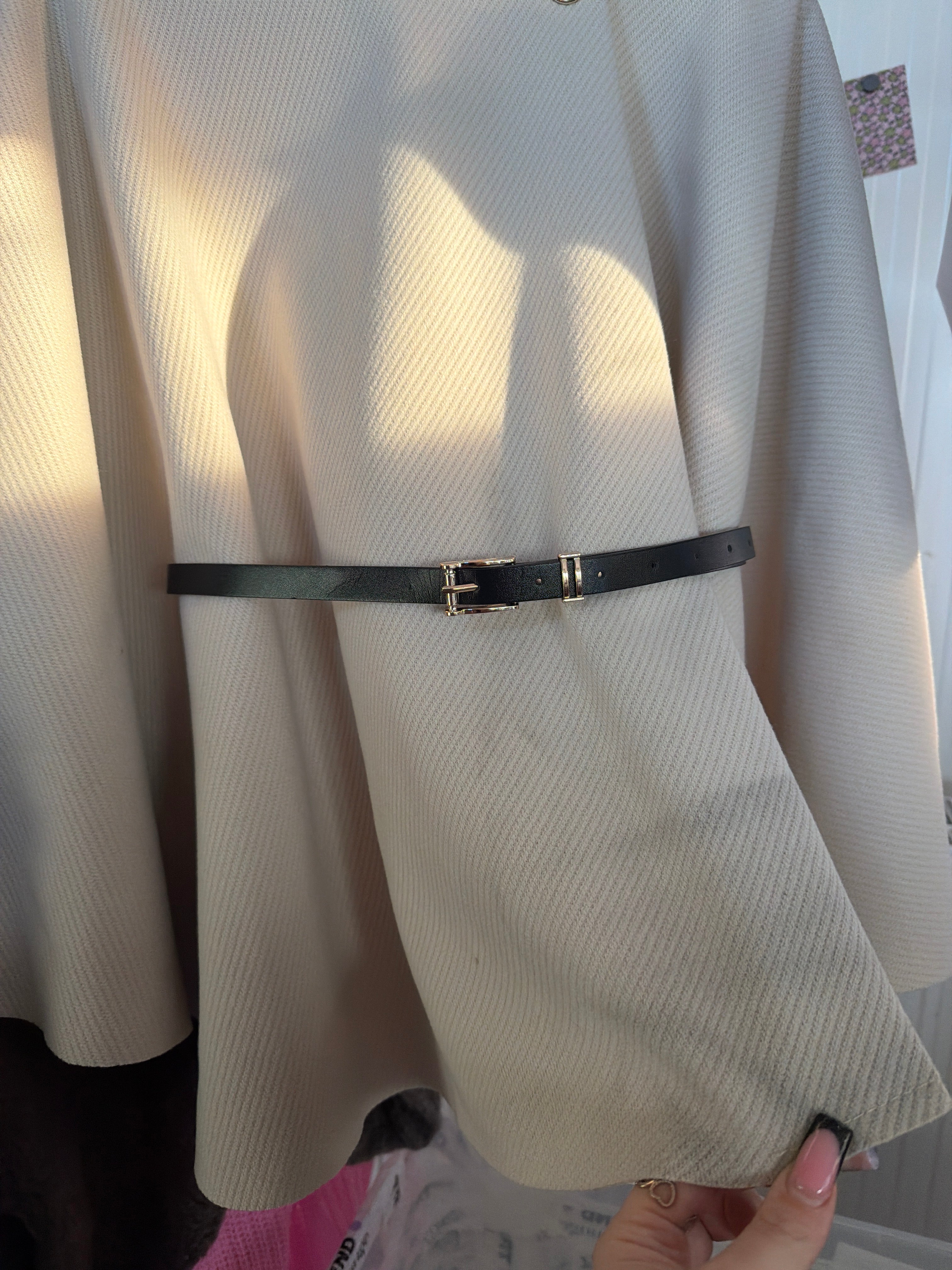 BWARE Mantelcape “Audrey” mit Gürtel Creme #189