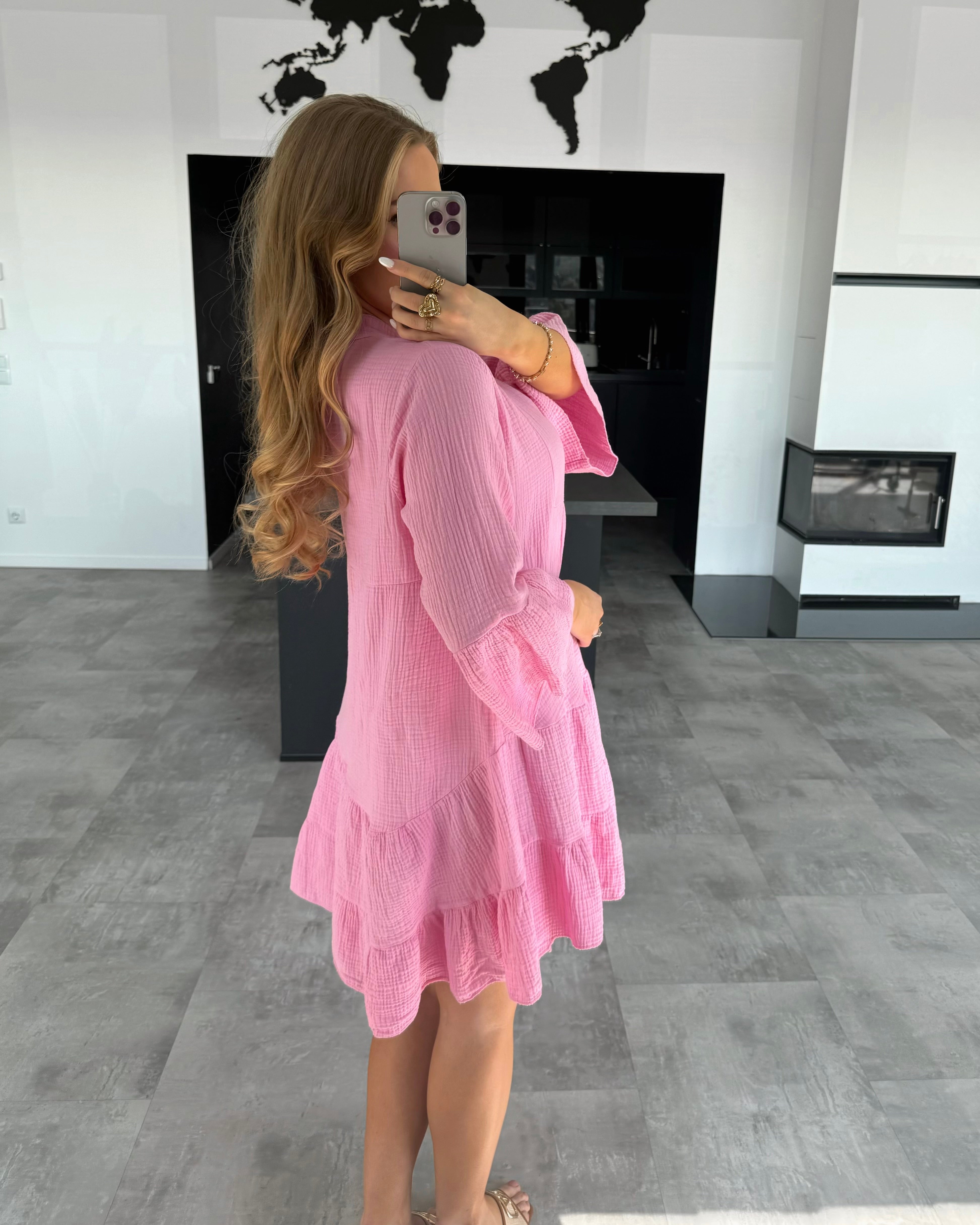 Musselin Kleid „Sofia“ Bubblegum Rosa