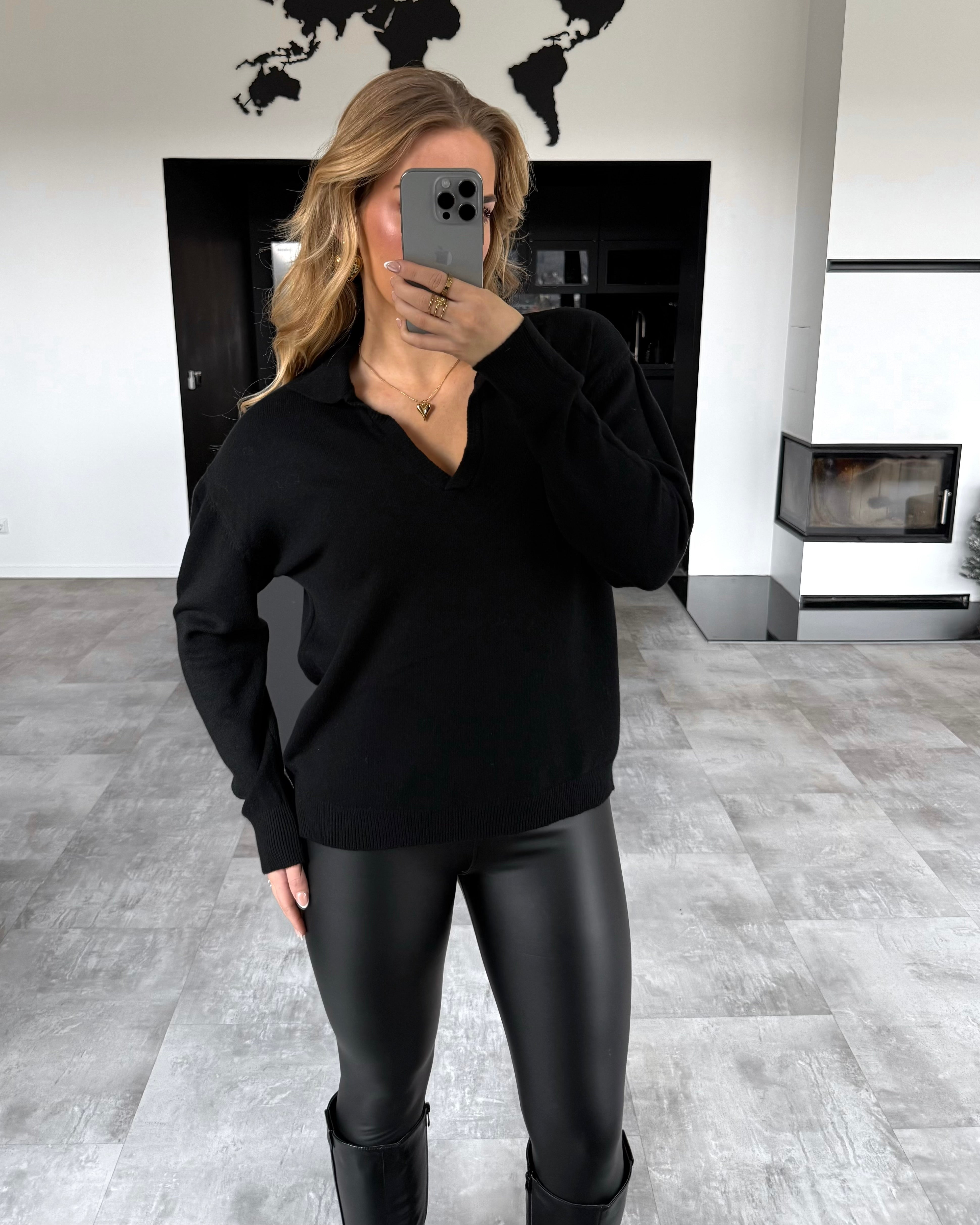 Polo Strickpullover "Vero" Schwarz