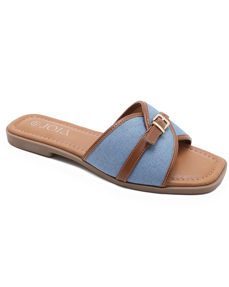 Pantolette "Capri" Hellblau-Braun