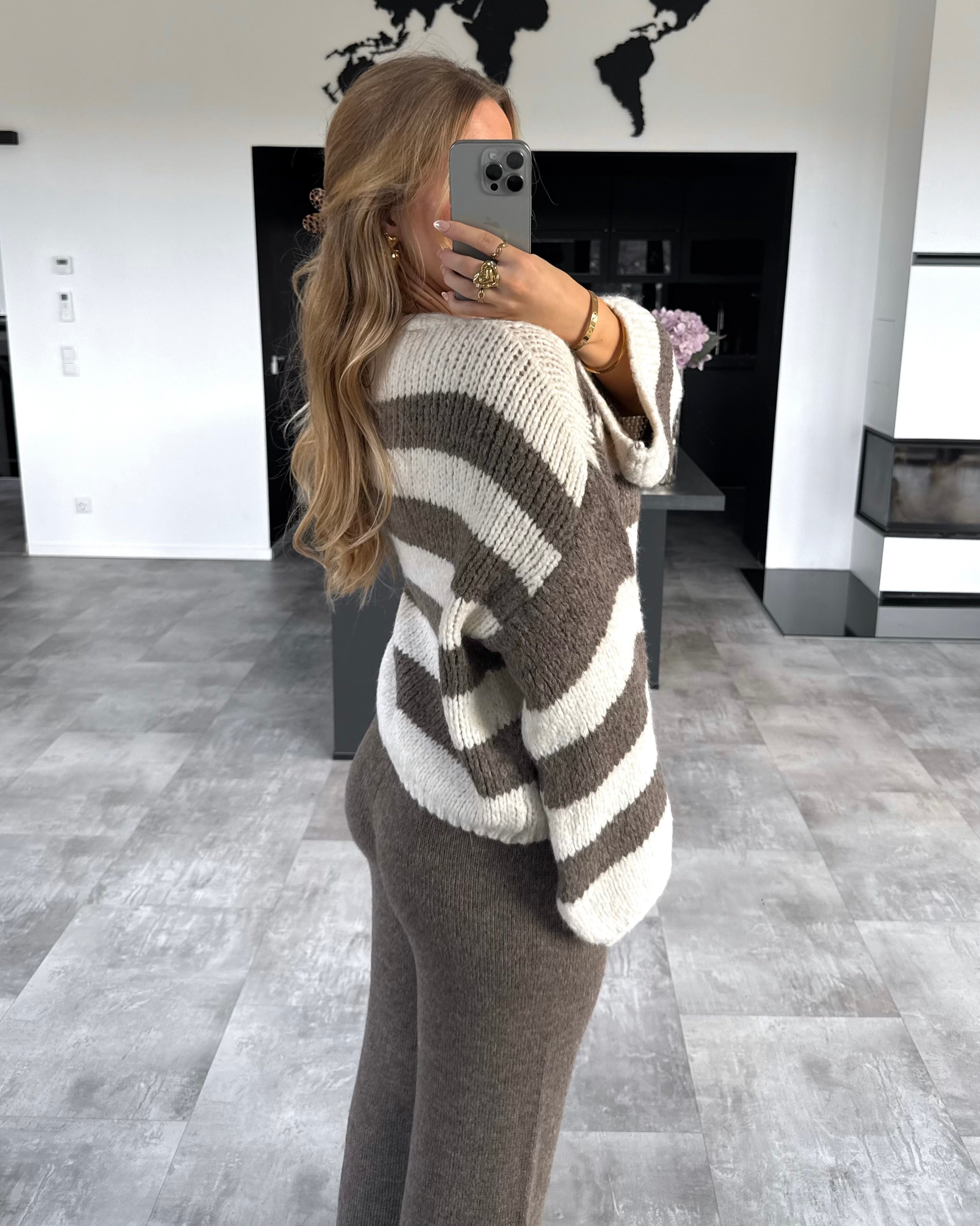 Cardigan "Marlow" Ecru-Hellbraun