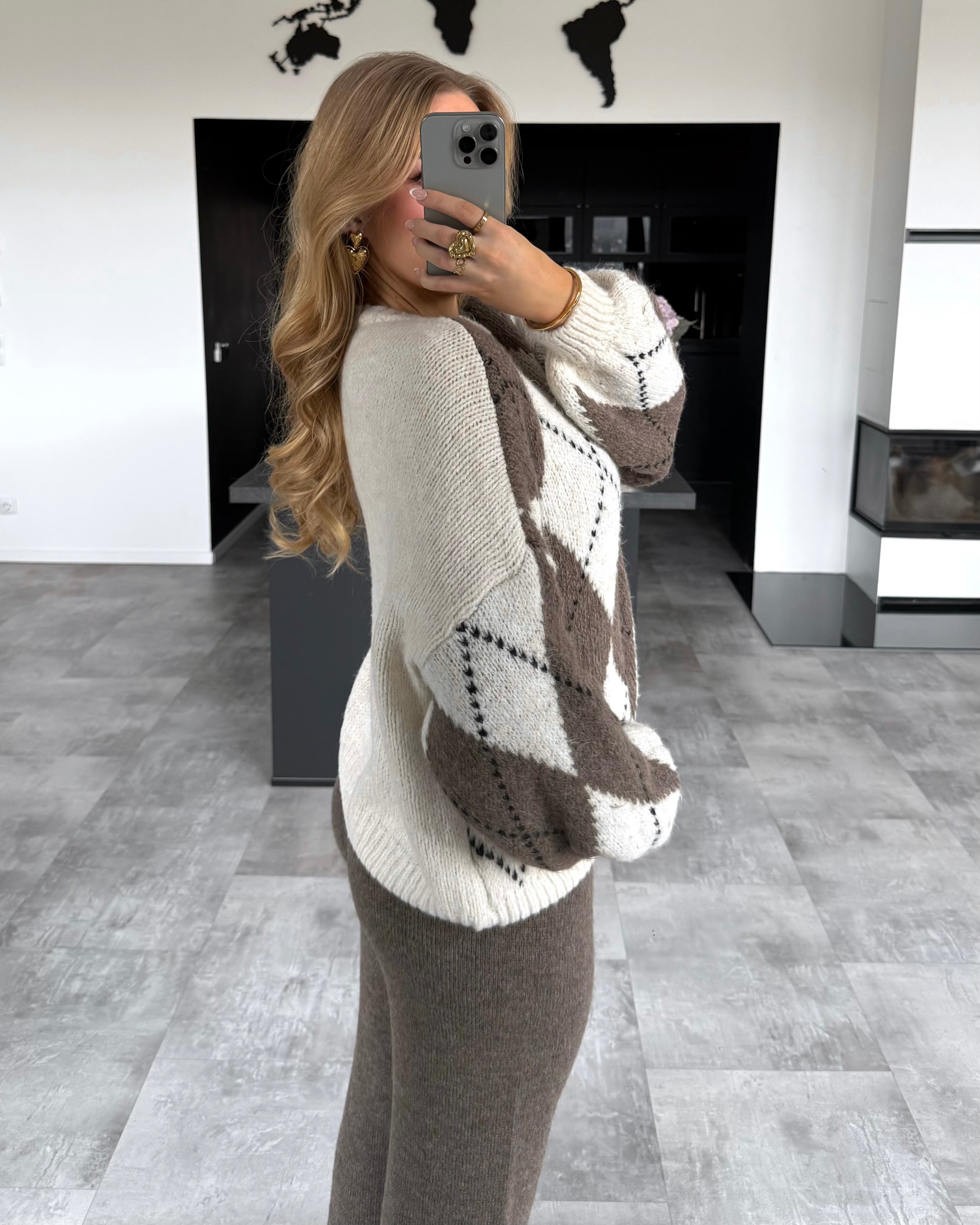 Pullover “Quinn” Ecru-Hellbraun