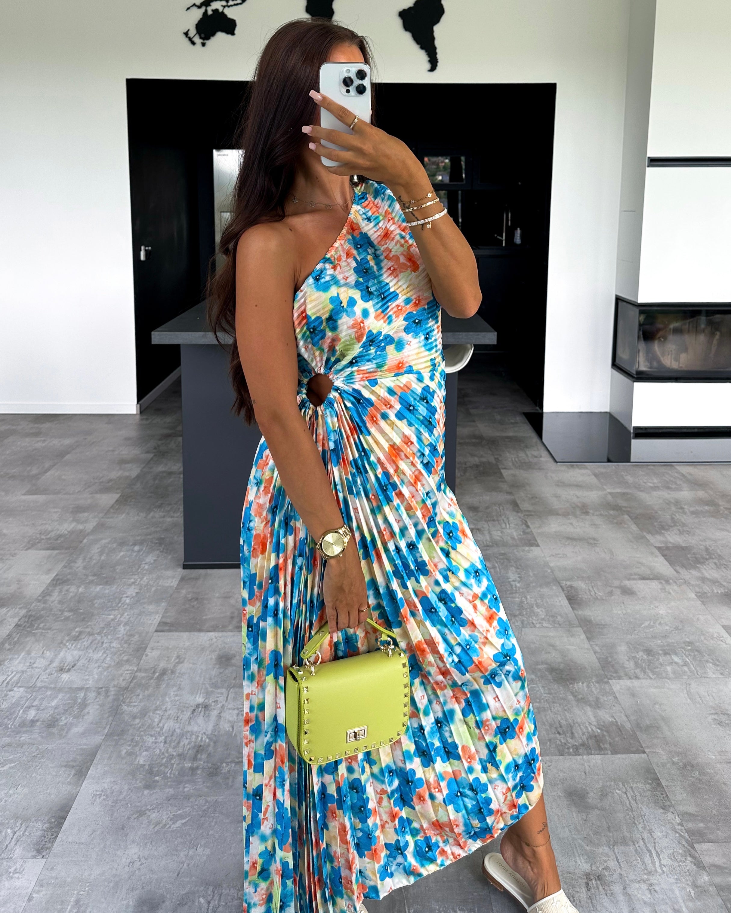 Kleid "Floral" Lang Blau