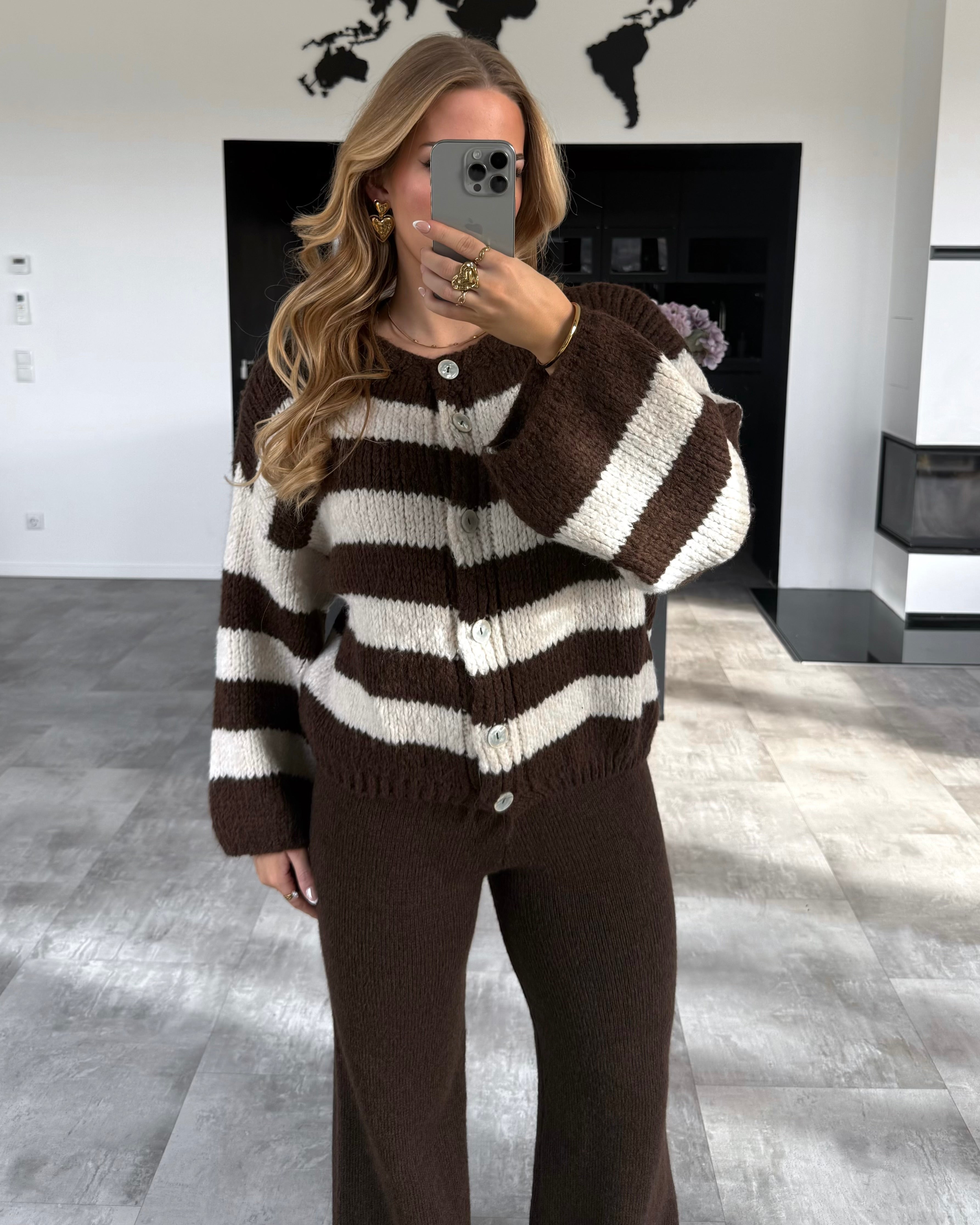 Cardigan "Marlow" Chocolate-Ecru