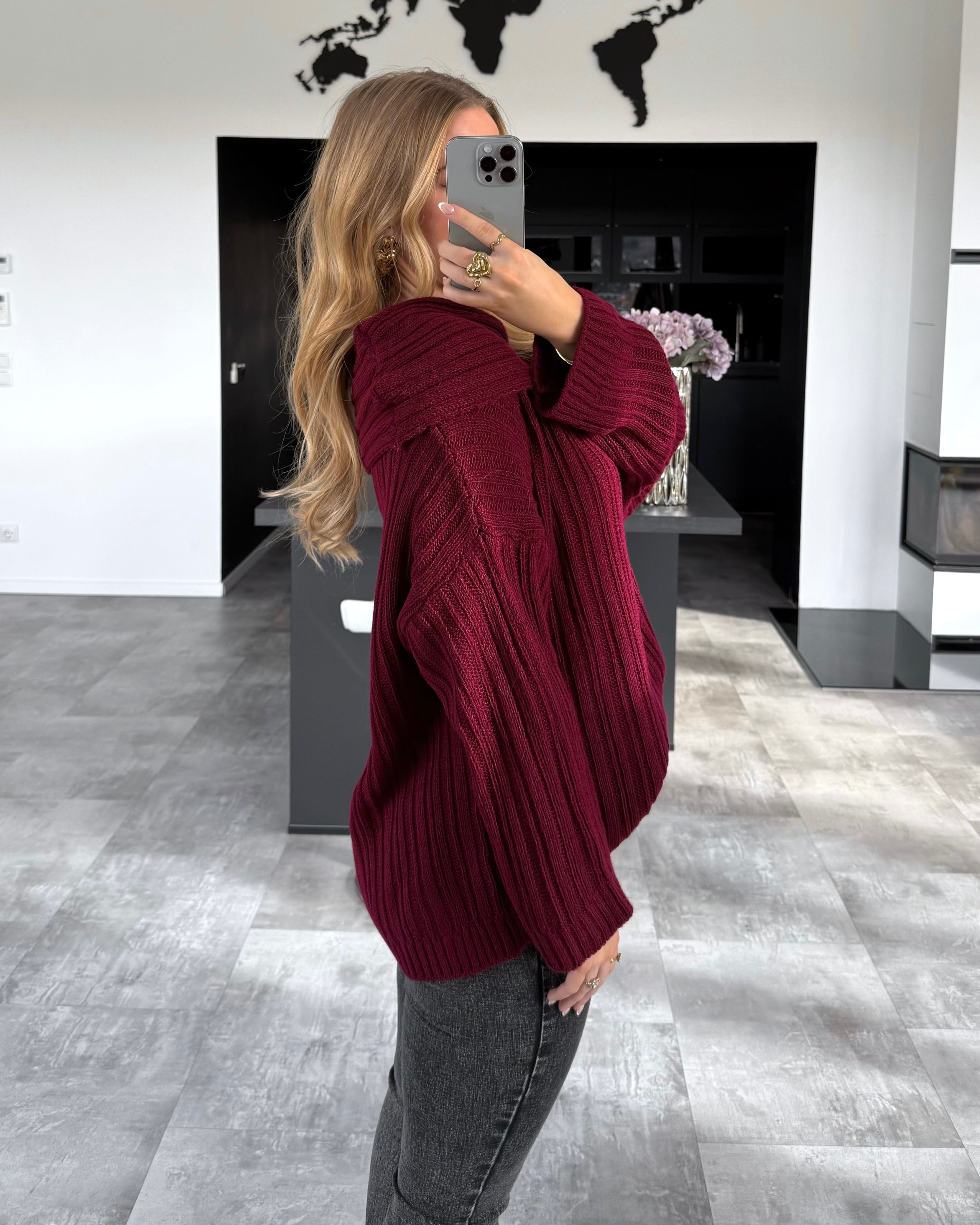 Off-Shoulder Strickpullover "Ivy“ Bordeaux