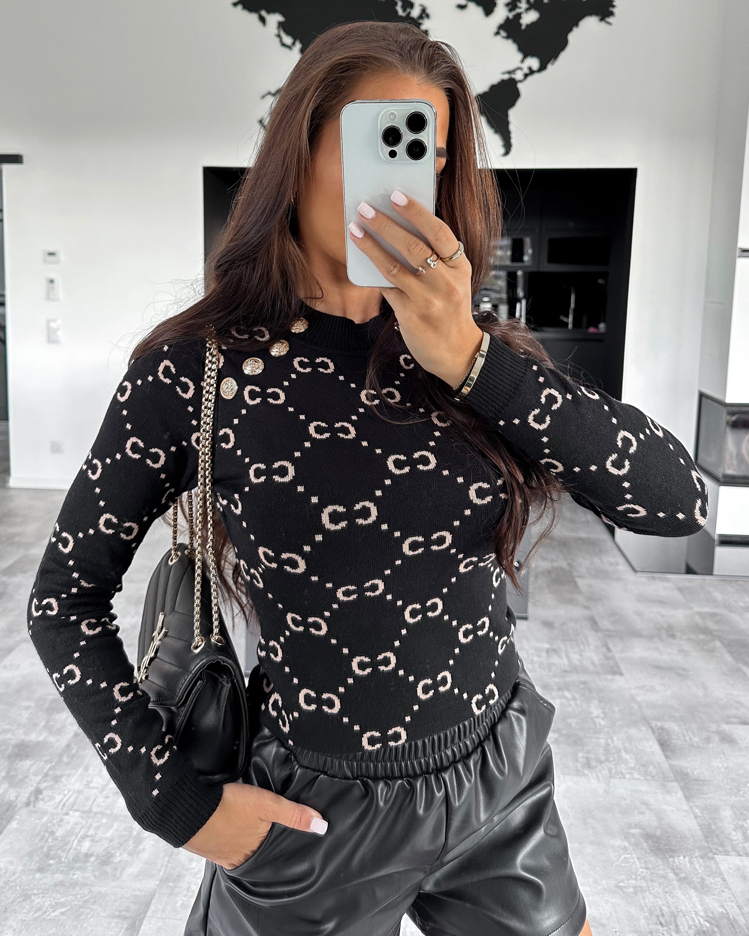 Pullover "Monogramm" Schwarz