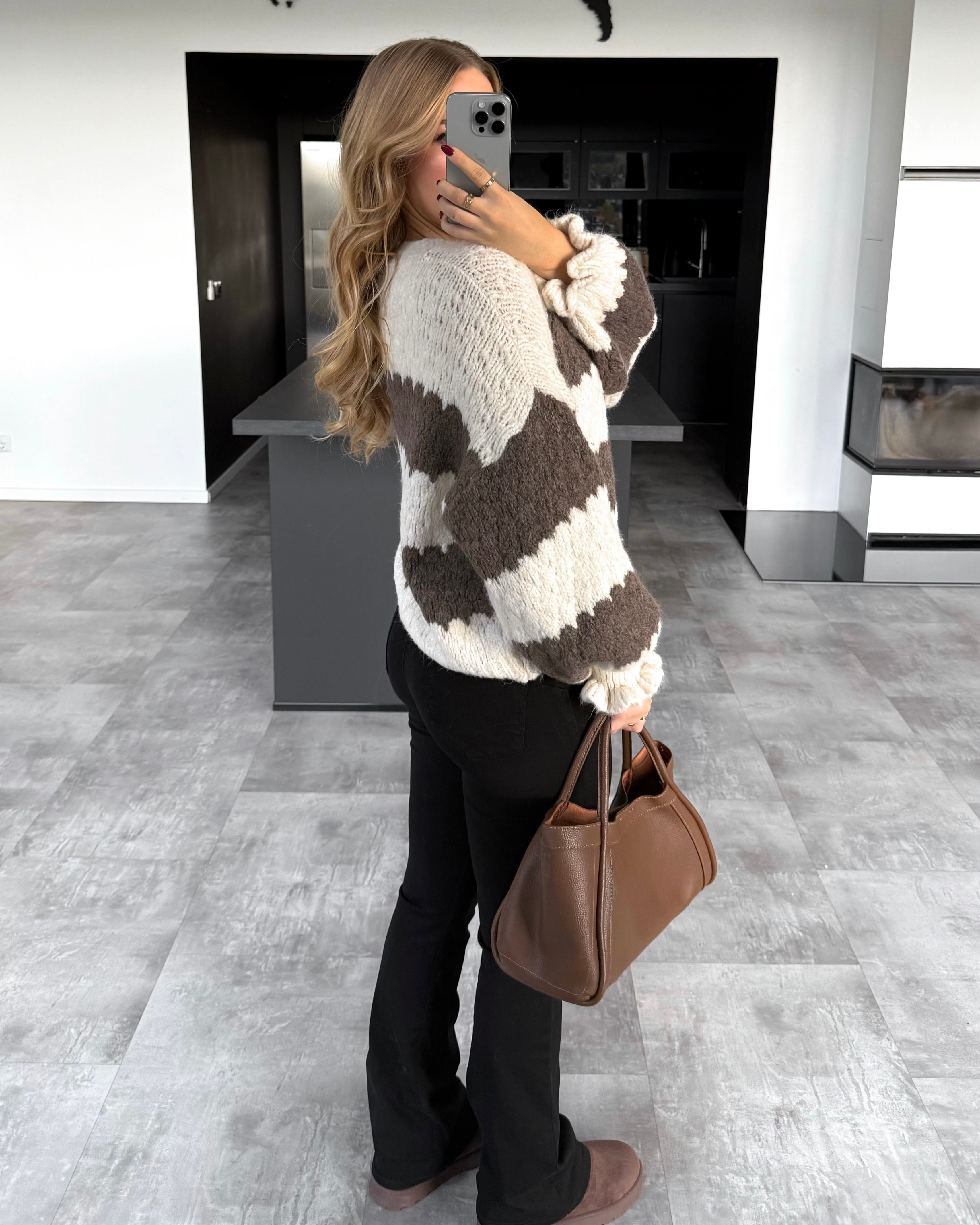 Pullover "Malena" Weiß-Braun