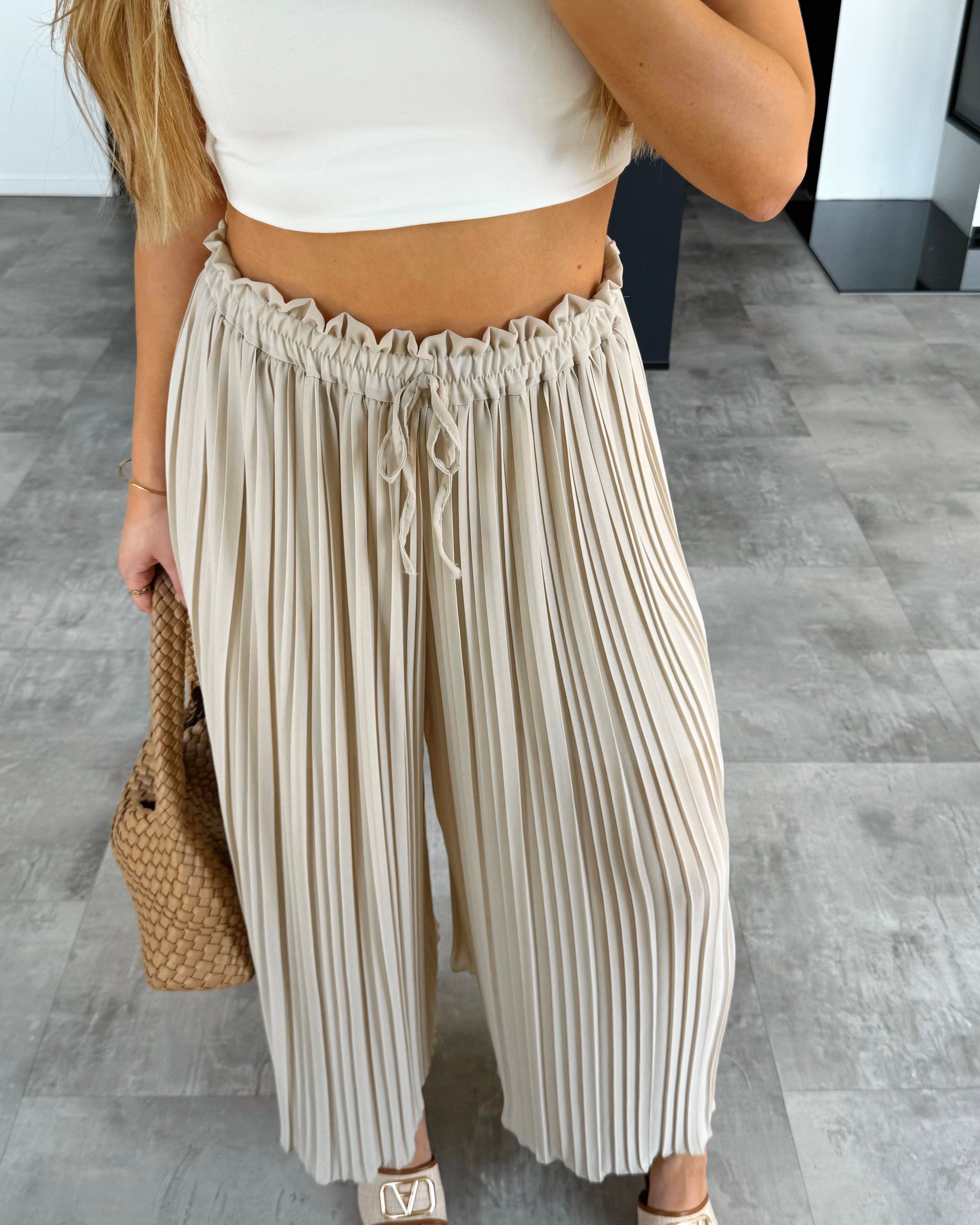 Plissierte Hose "Nola“ Beige