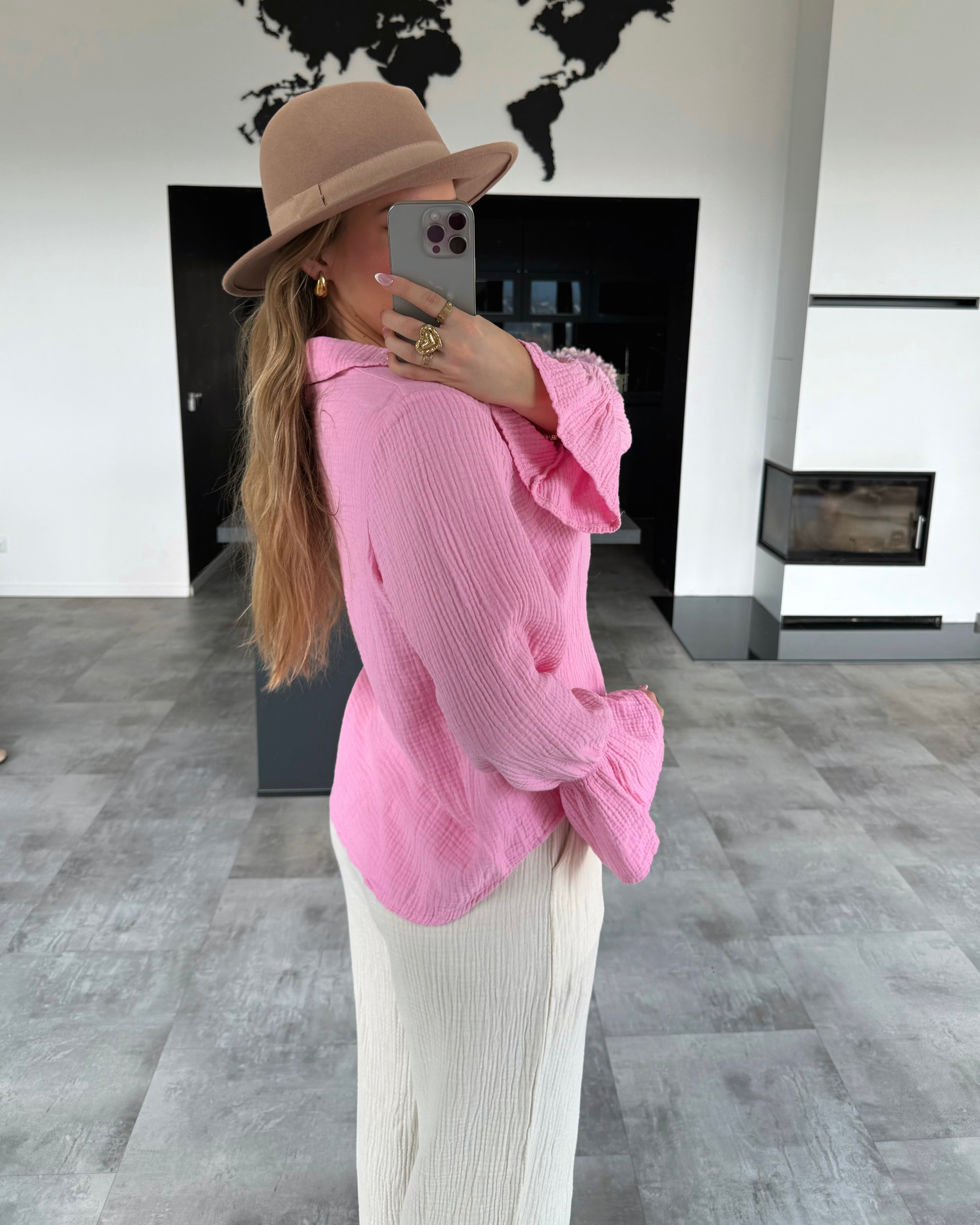 Musselin Bluse "Talina" Bubblegum Rosa