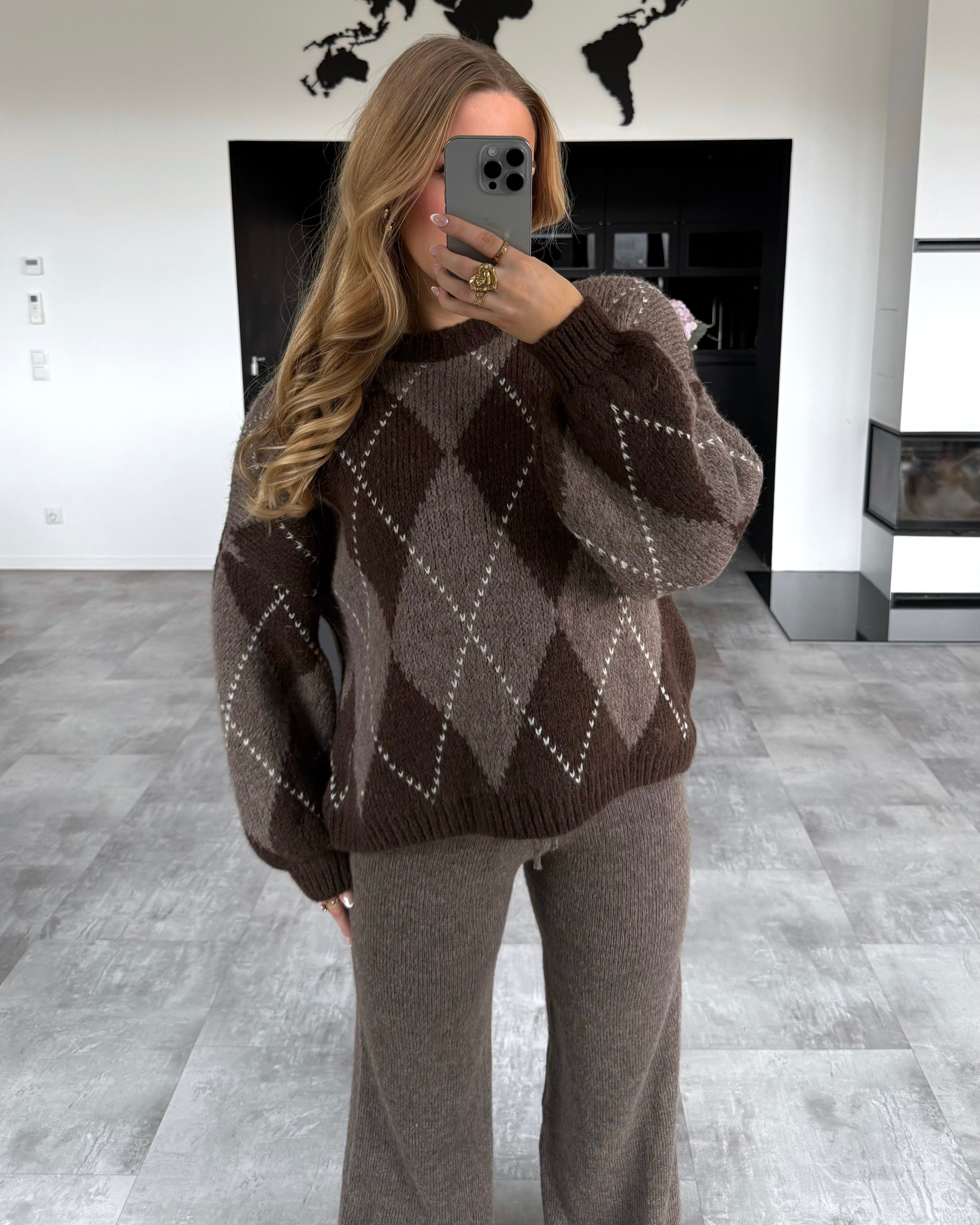 Pullover “Quinn” Chocolate-Hellbraun