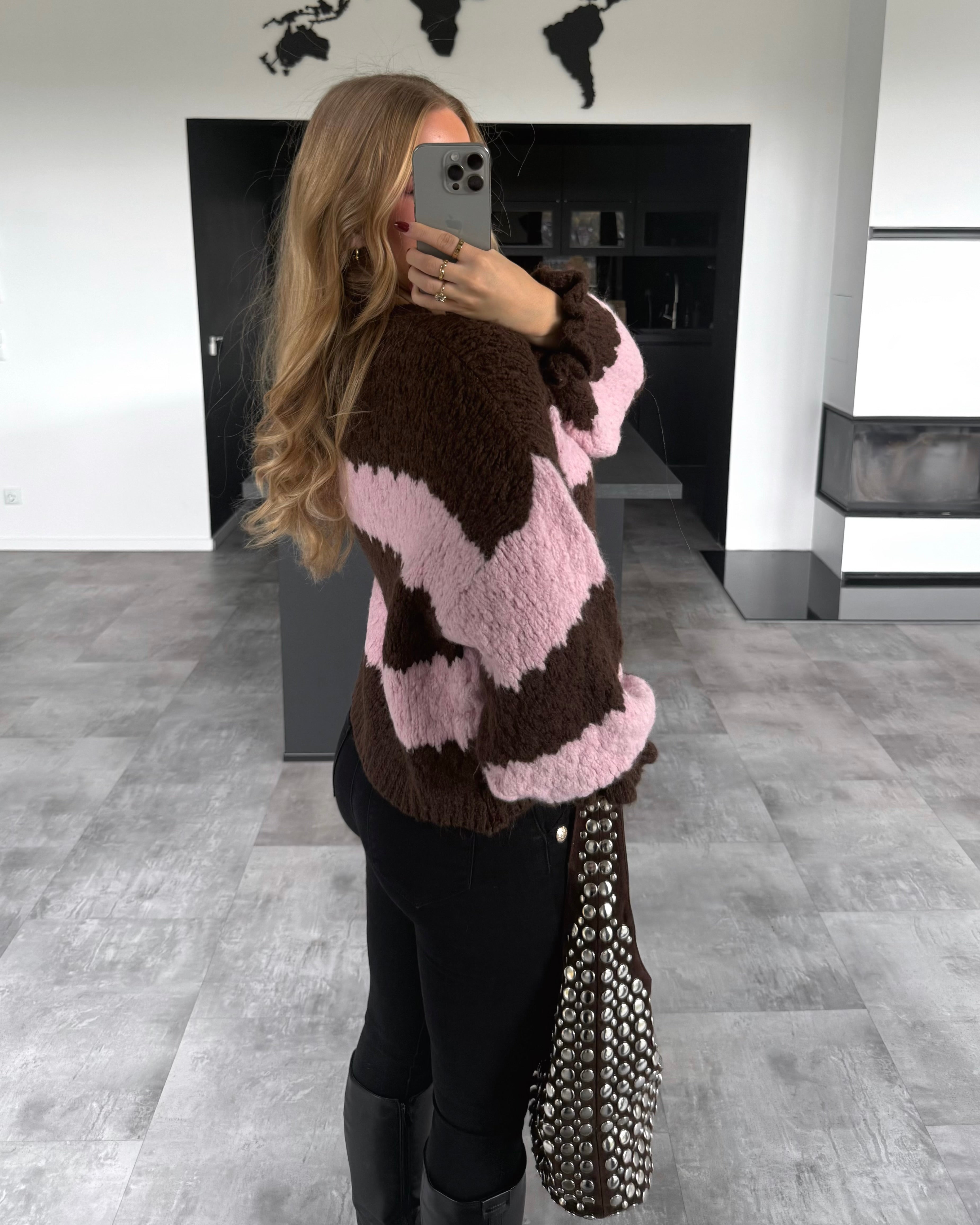 Pullover "Malena" Braun-Rosa