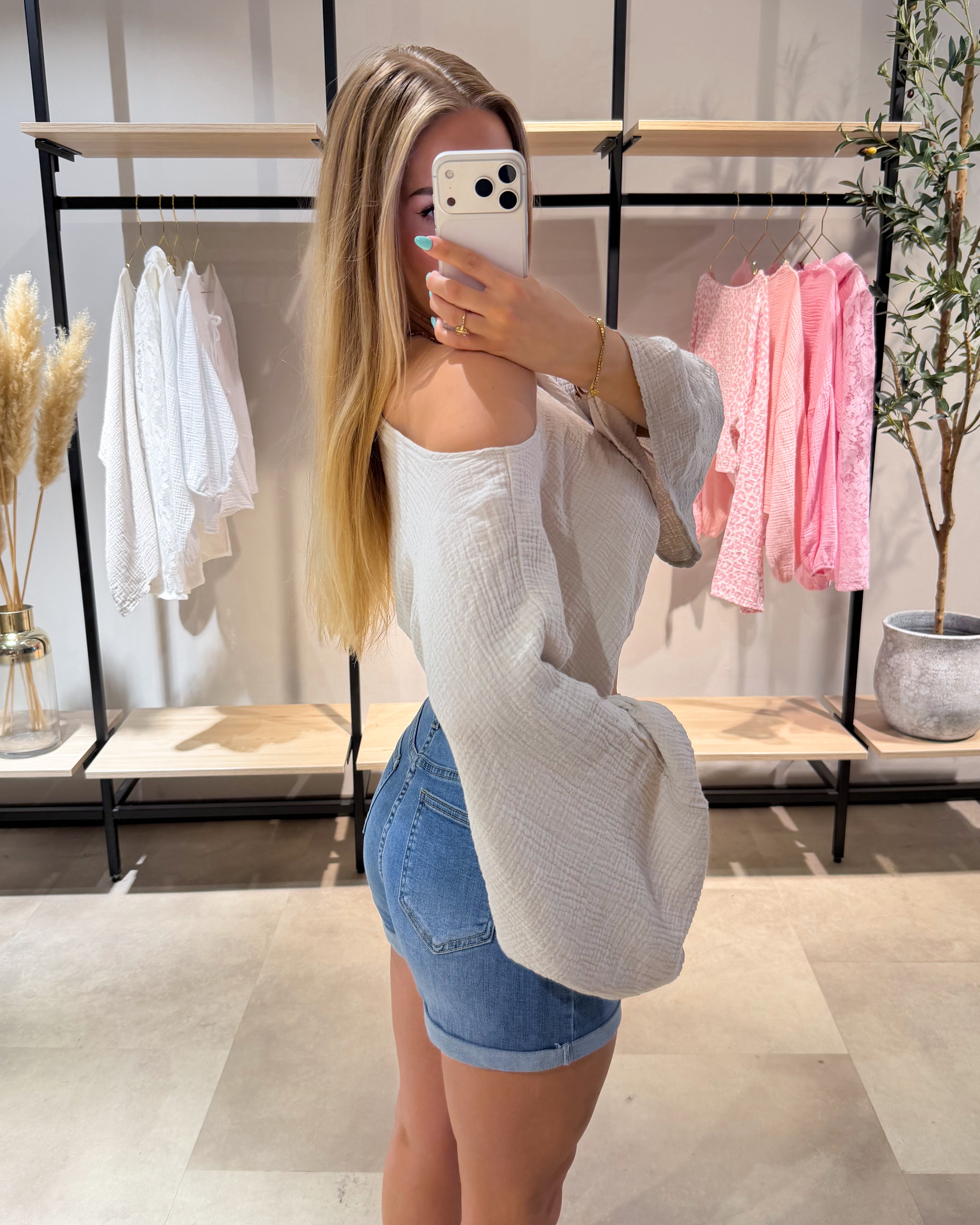 Musselin Shirt "Lexy" Beige