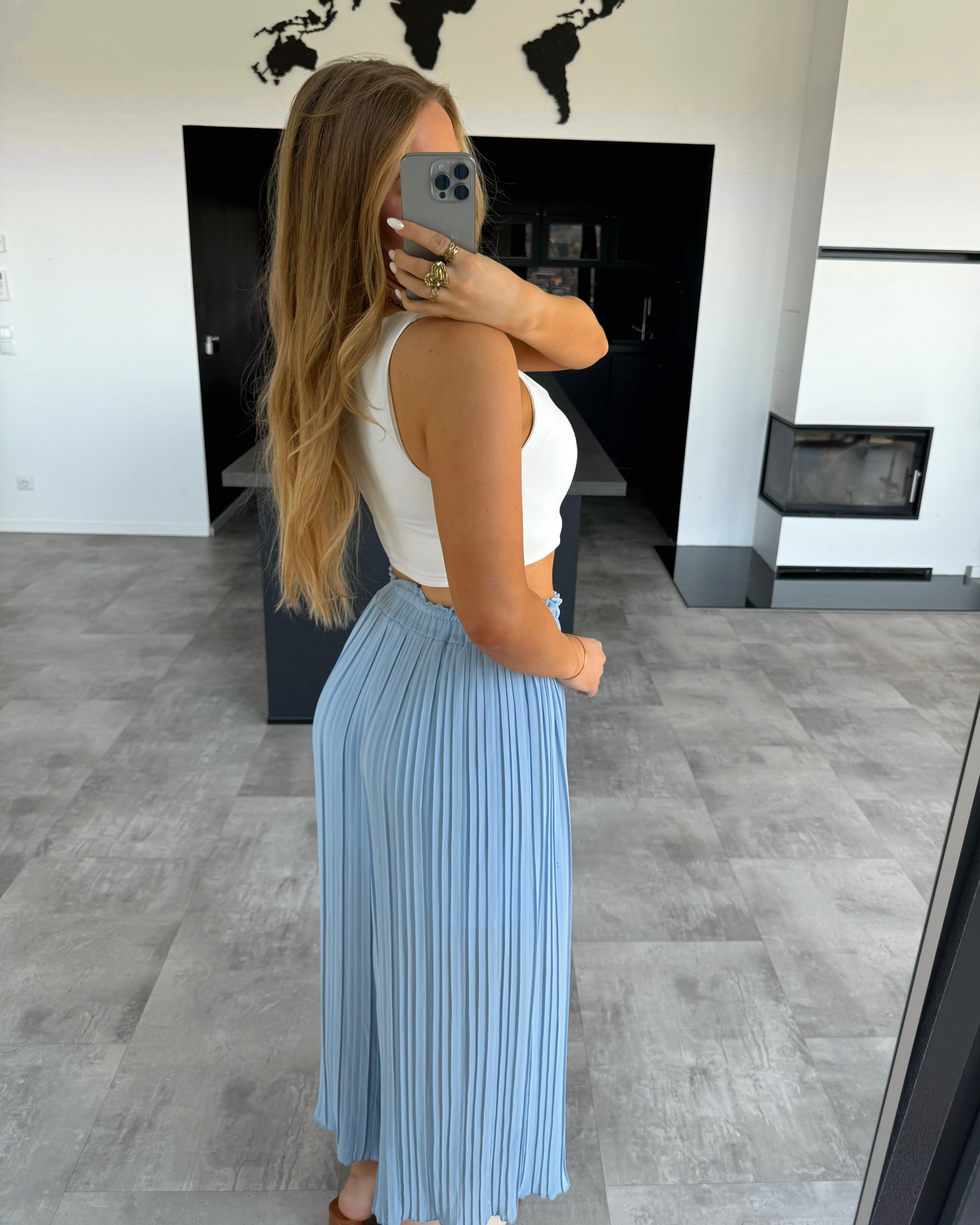 Plissierte Hose "Nola“ Babyblau