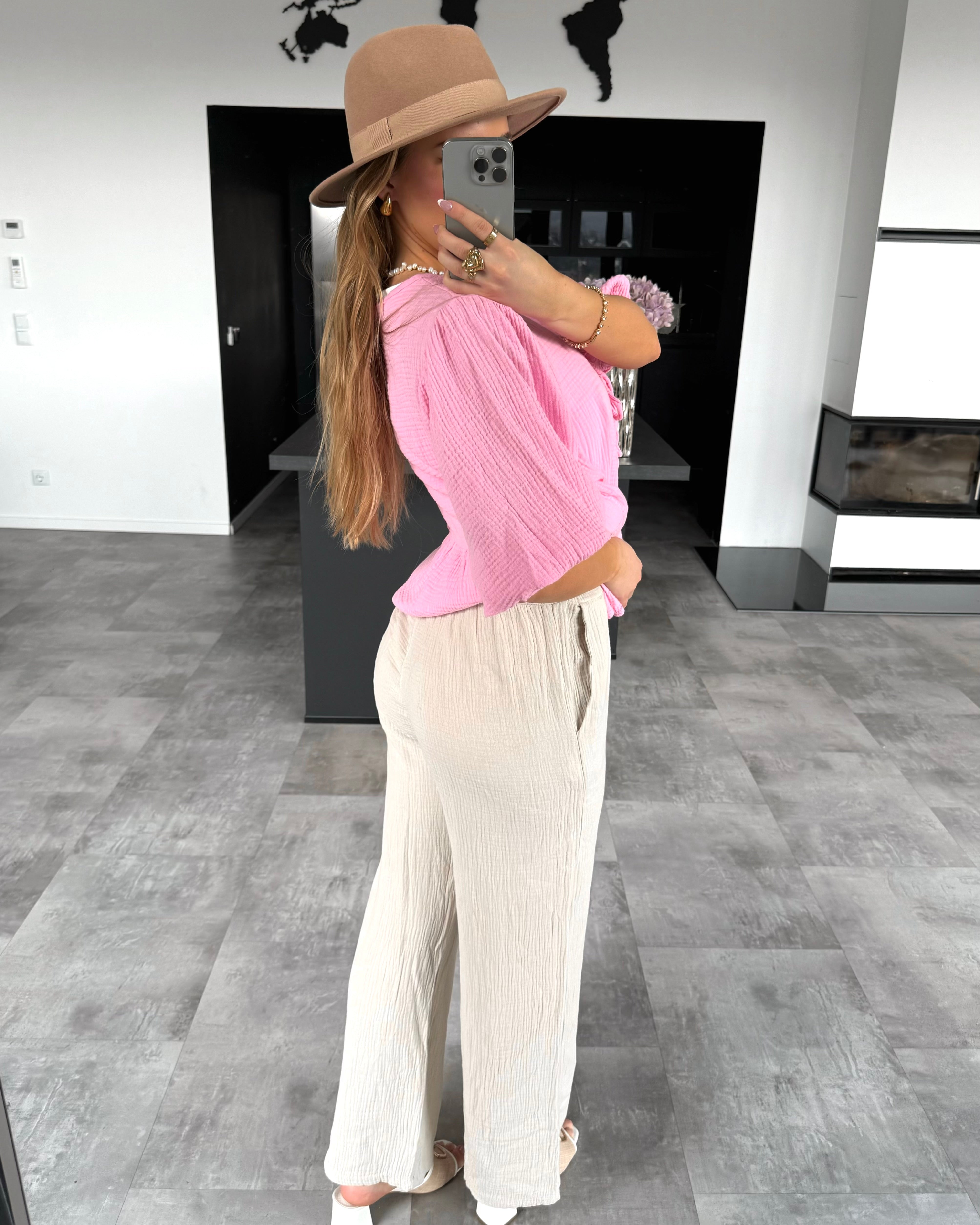 Musselin Hose „Joia“ Beige