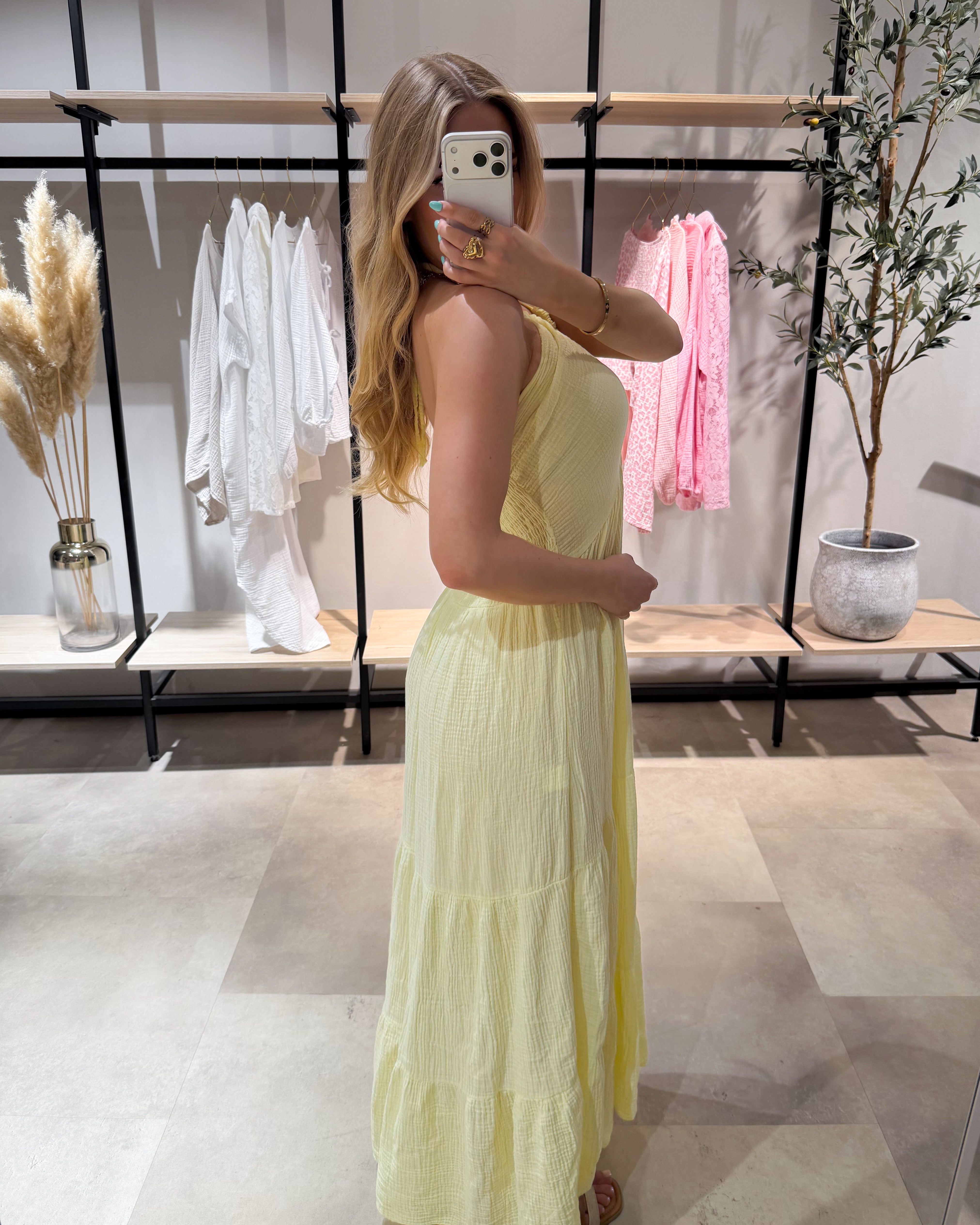 Musselin Maxikleid “Cara“ Hellgelb