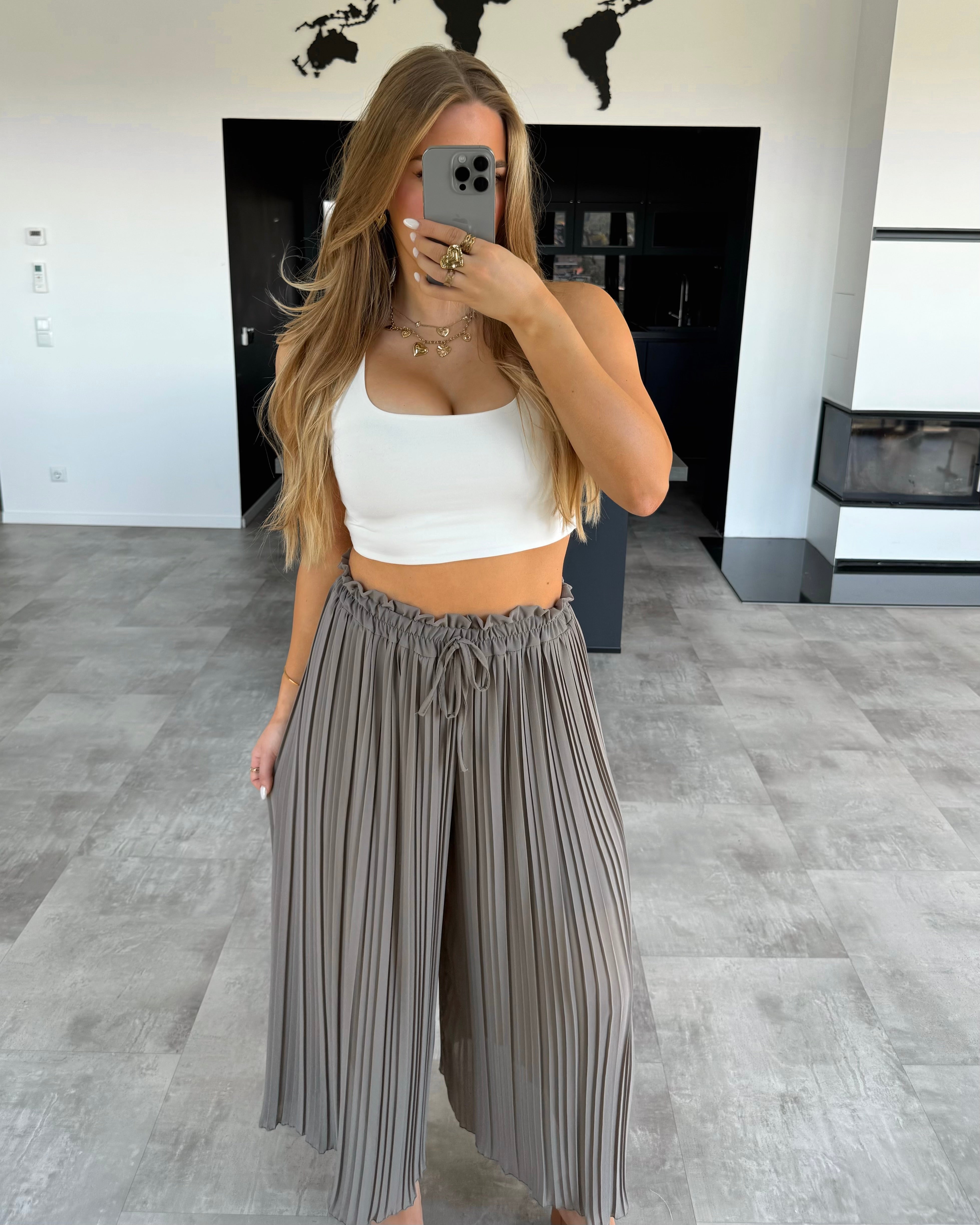 Plissierte Hose "Nola“ Taupe