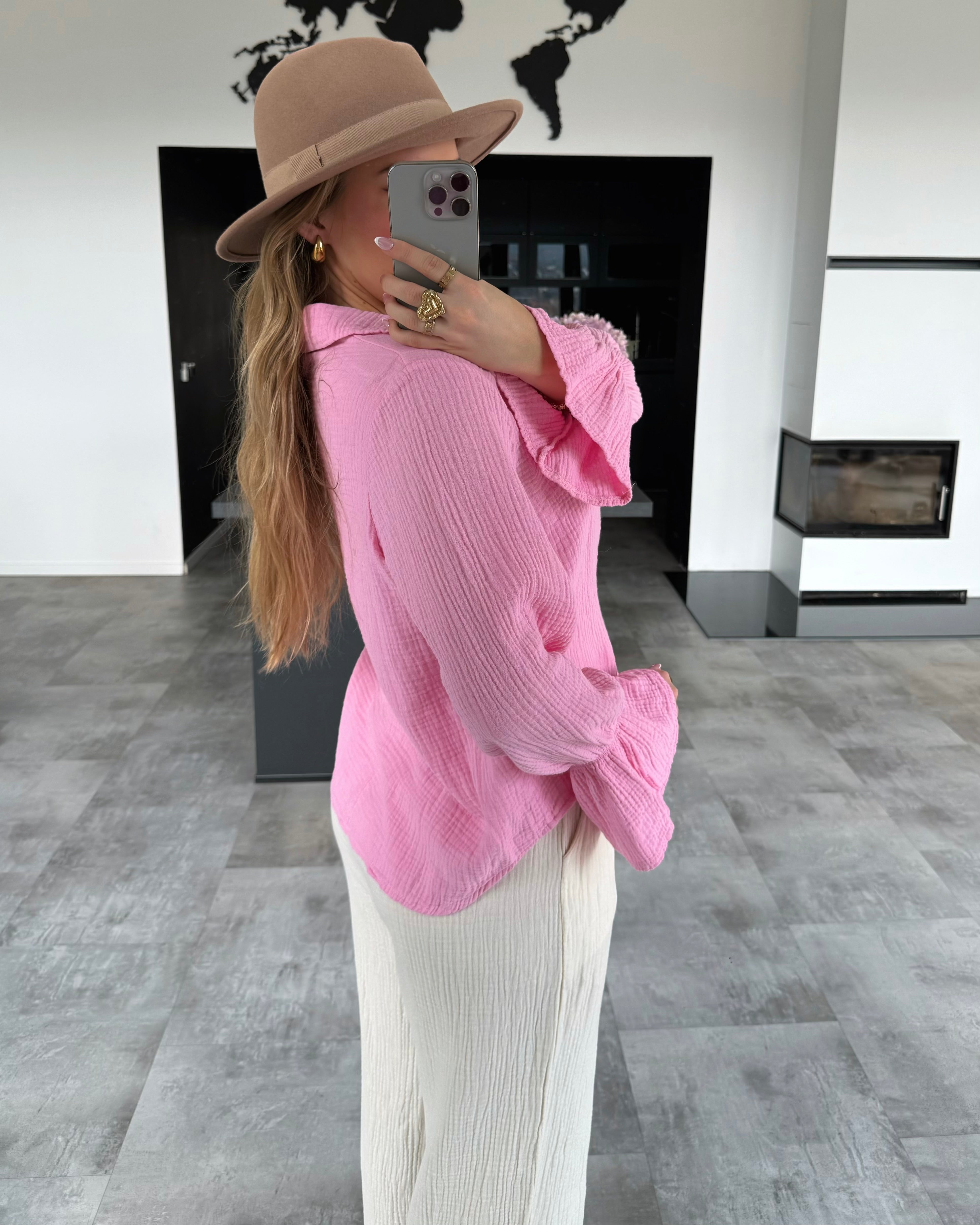 Musselin Bluse "Talina" Bubblegum Rosa