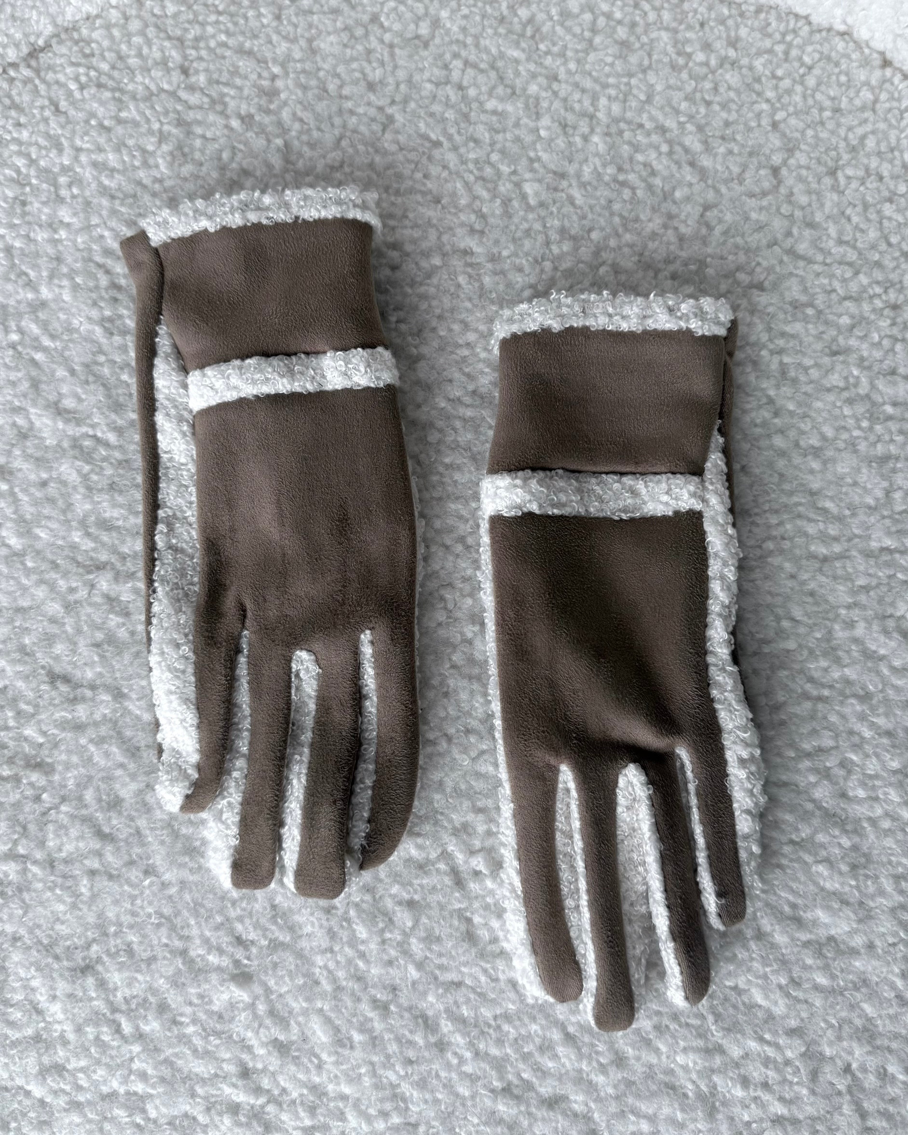 Handschuhe "Riva" Taupe-Ecru