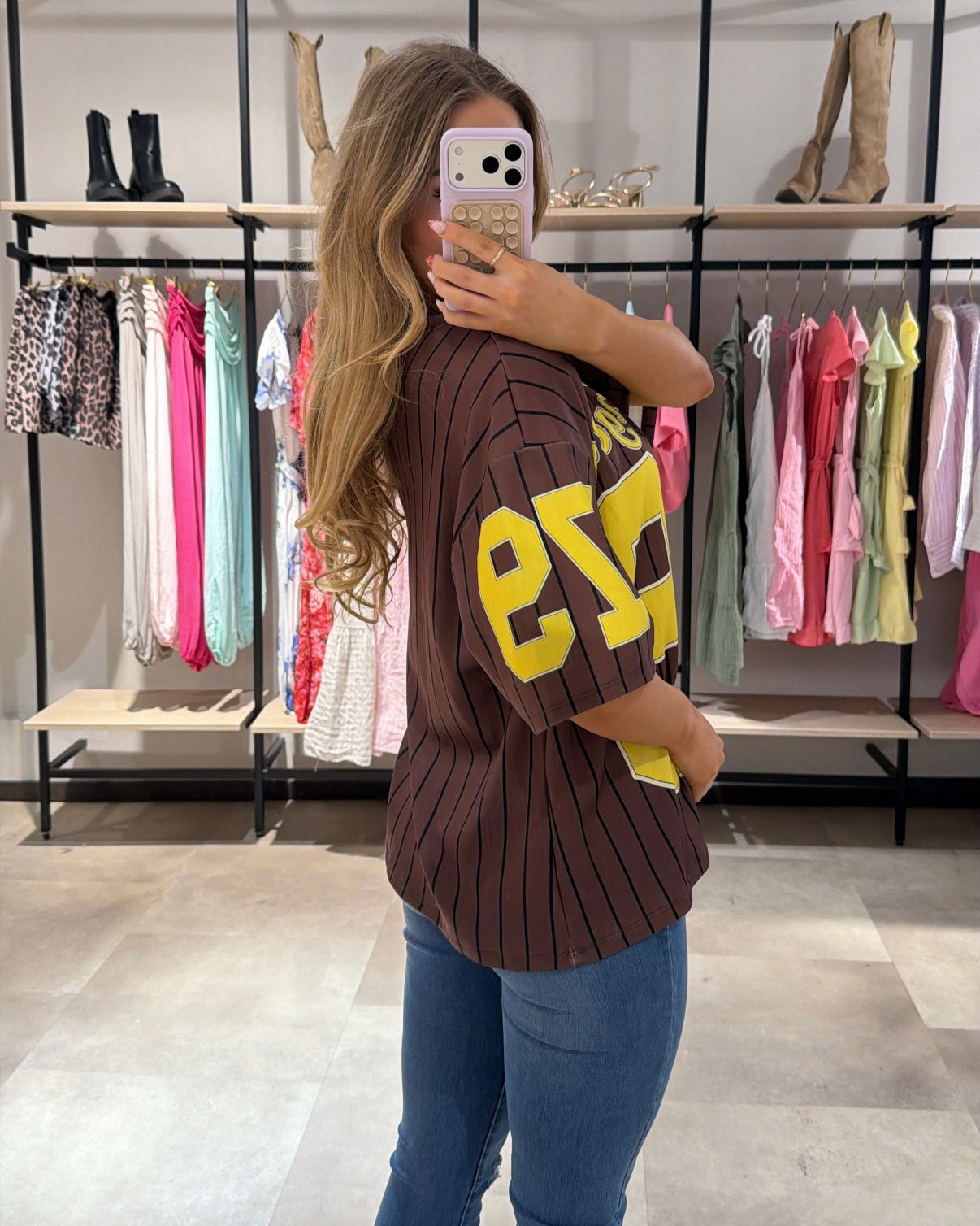 T-Shirt "LA" Chocolate-Gelb