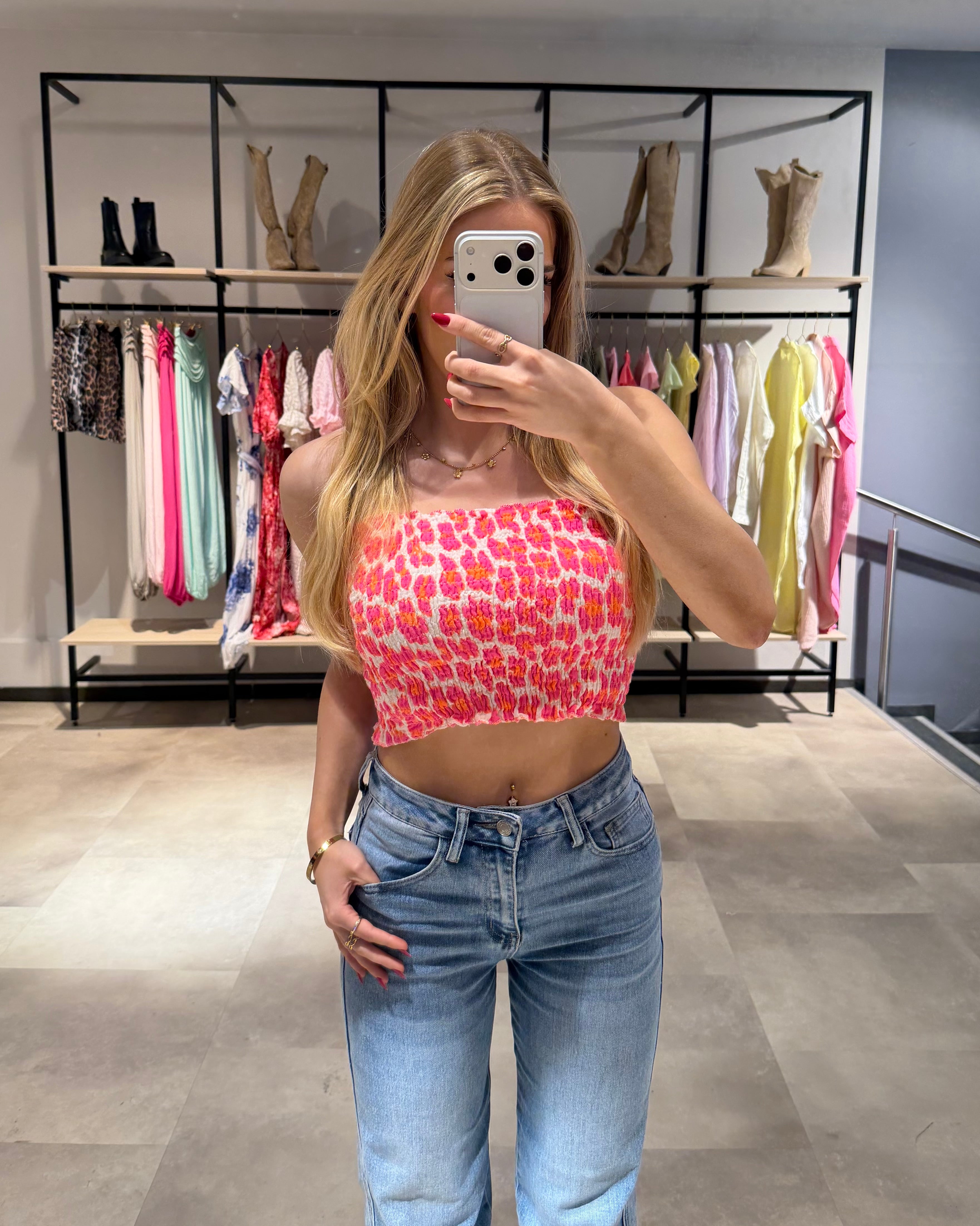 Bandeau Top "Bambi" Leo Neon Pink