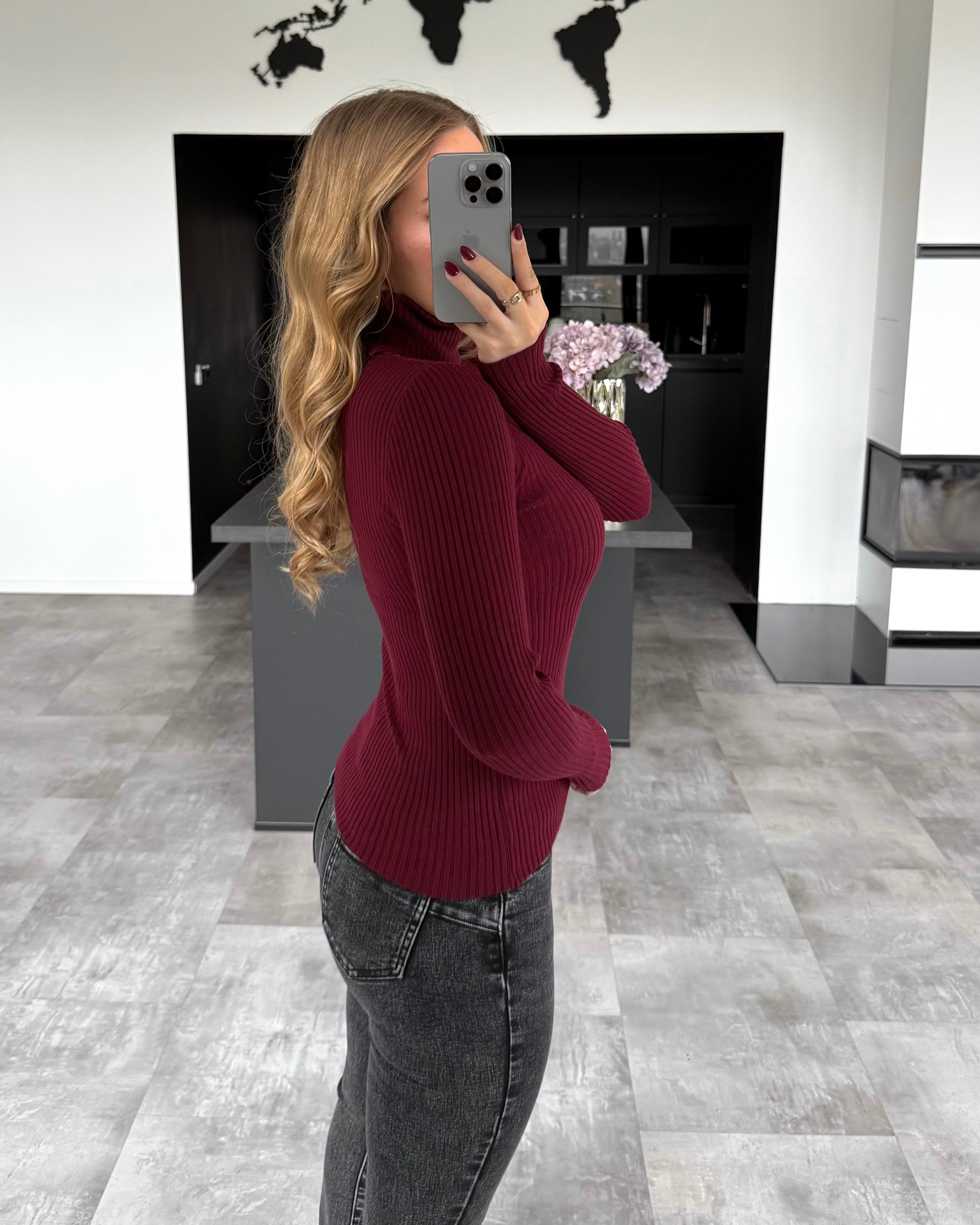 Rollkragenpullover "Rosy" Bordeaux