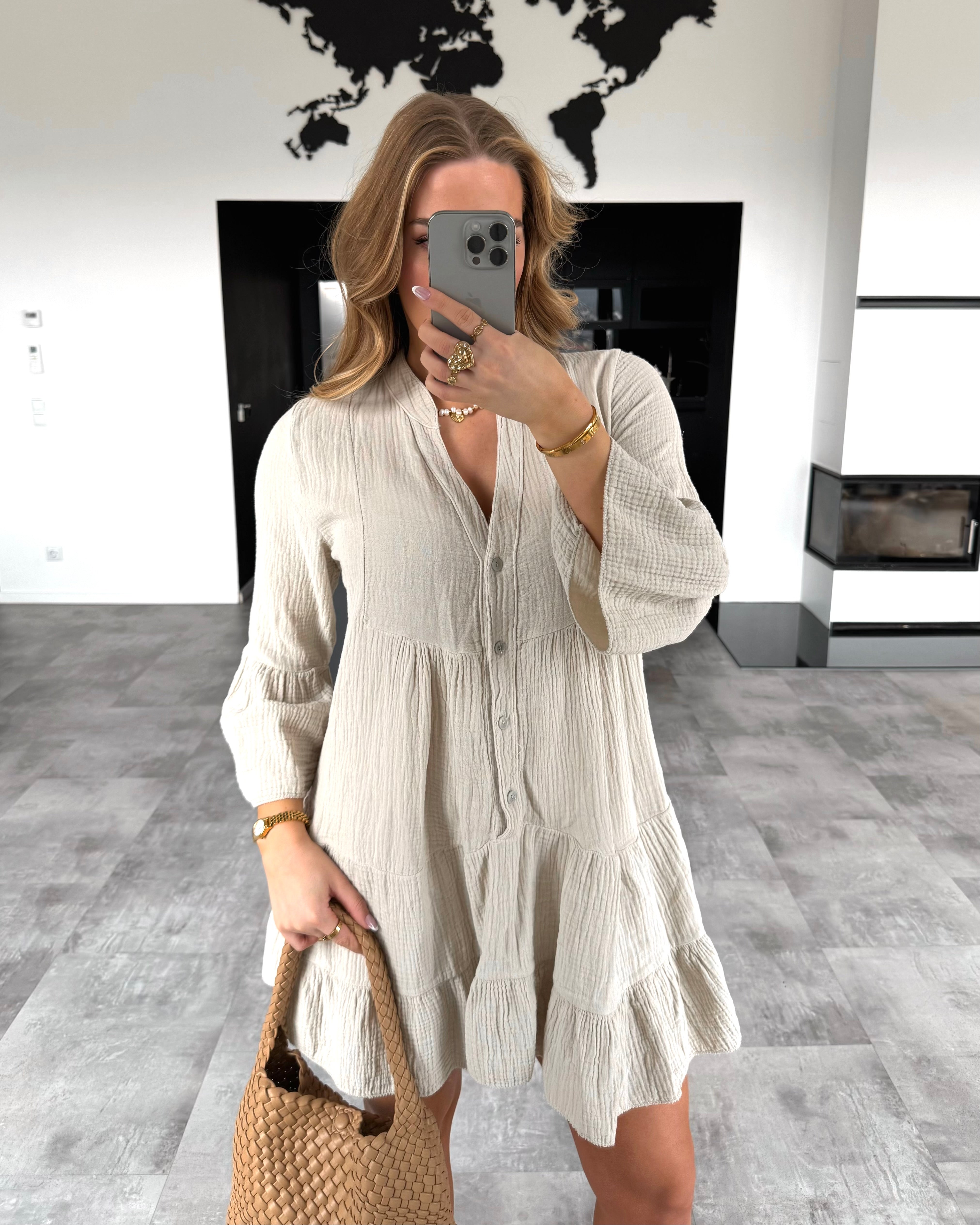 Musselin Kleid „Sofia“ Beige