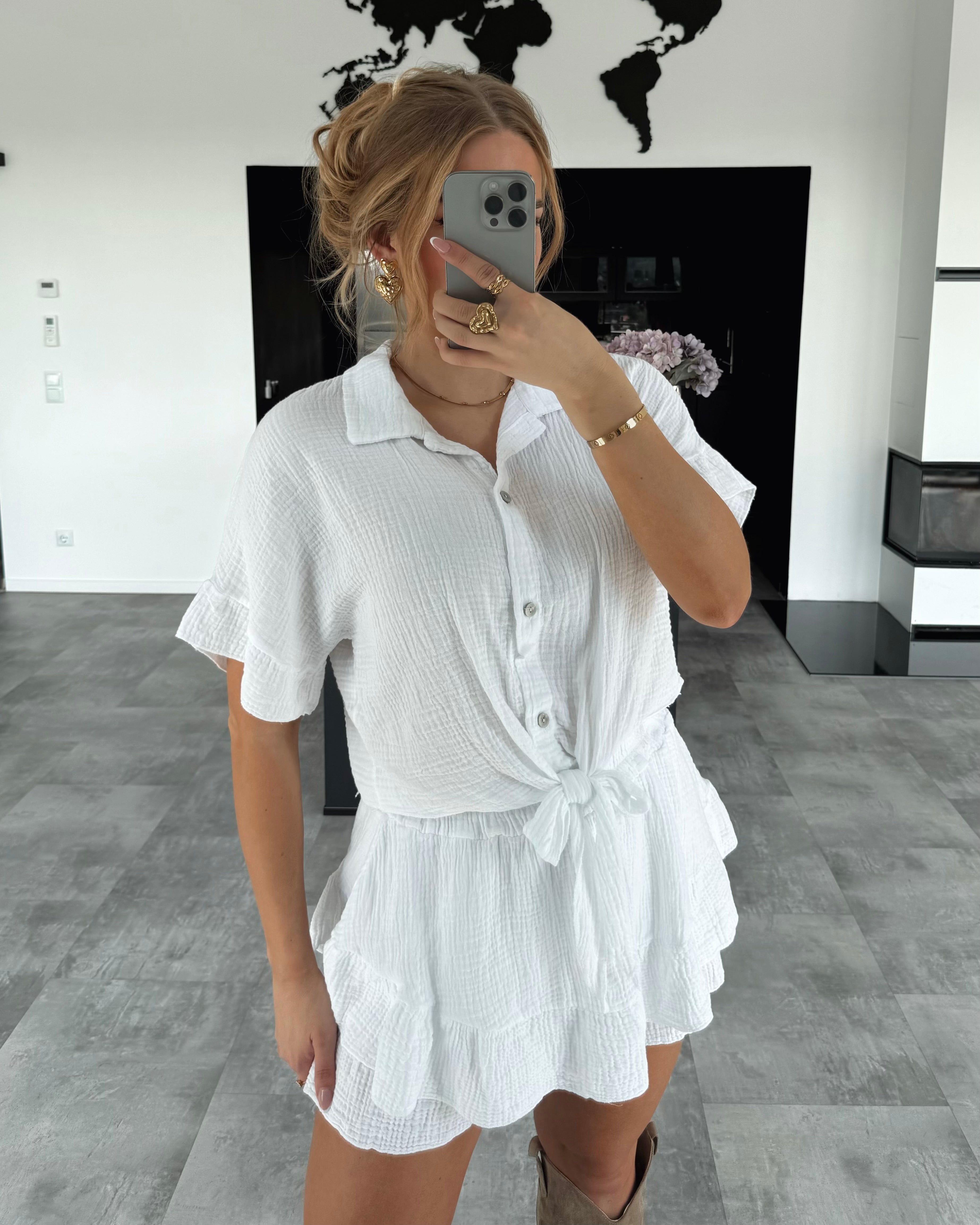 Musselin Knotenshirt "Lia" Weiß