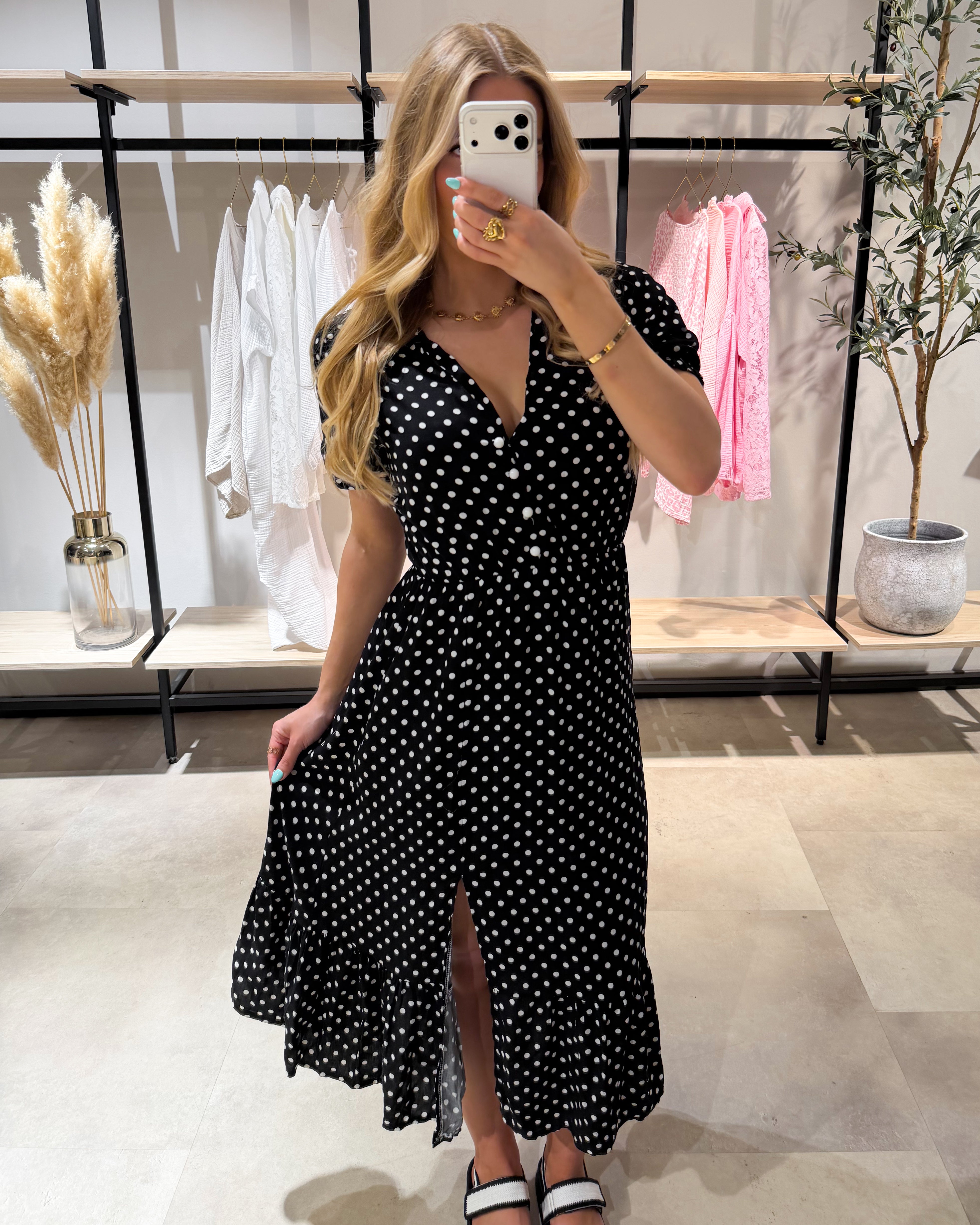 Maxikleid “Rubina” Dots Schwarz