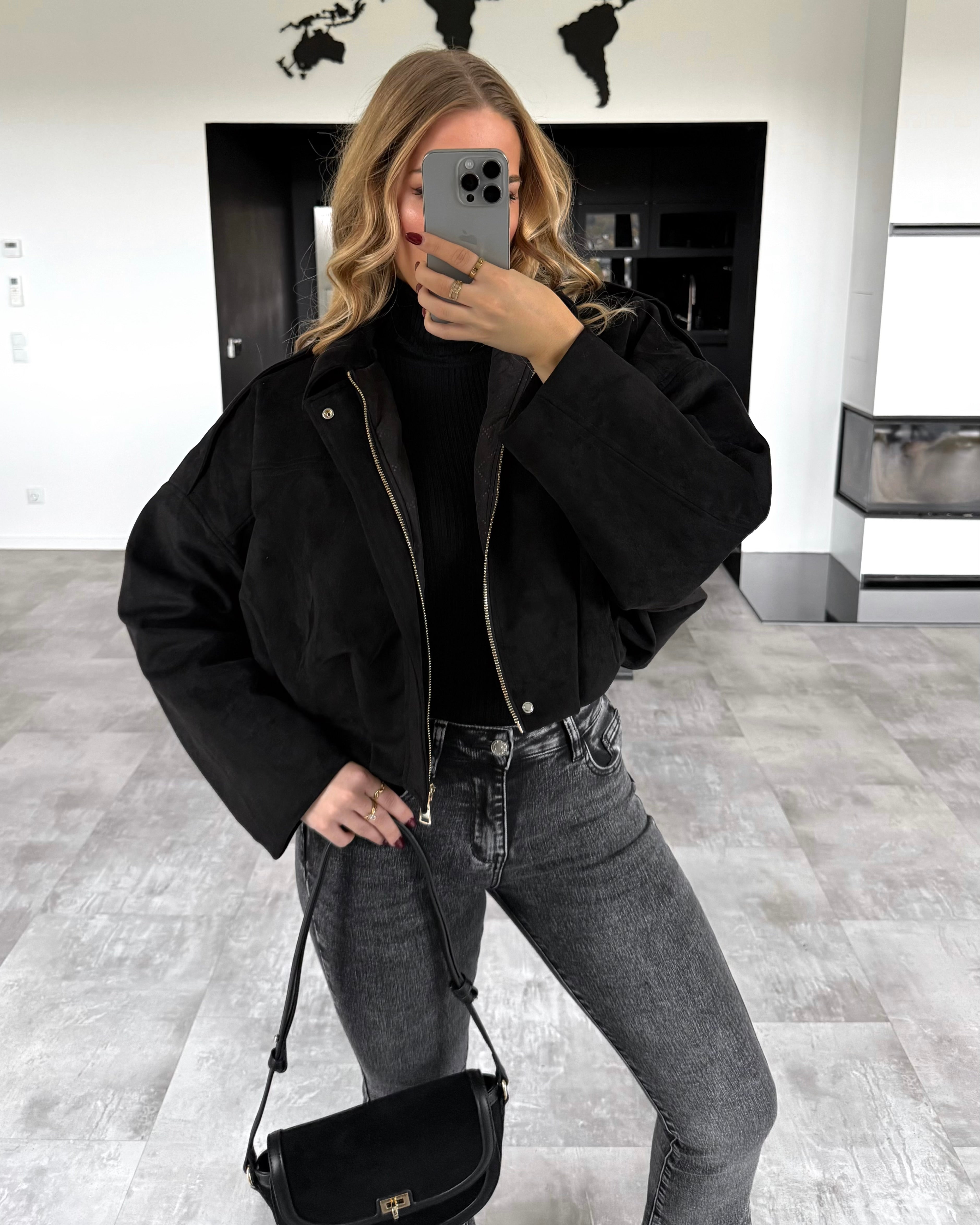 Suede Jacke “Romy” Schwarz