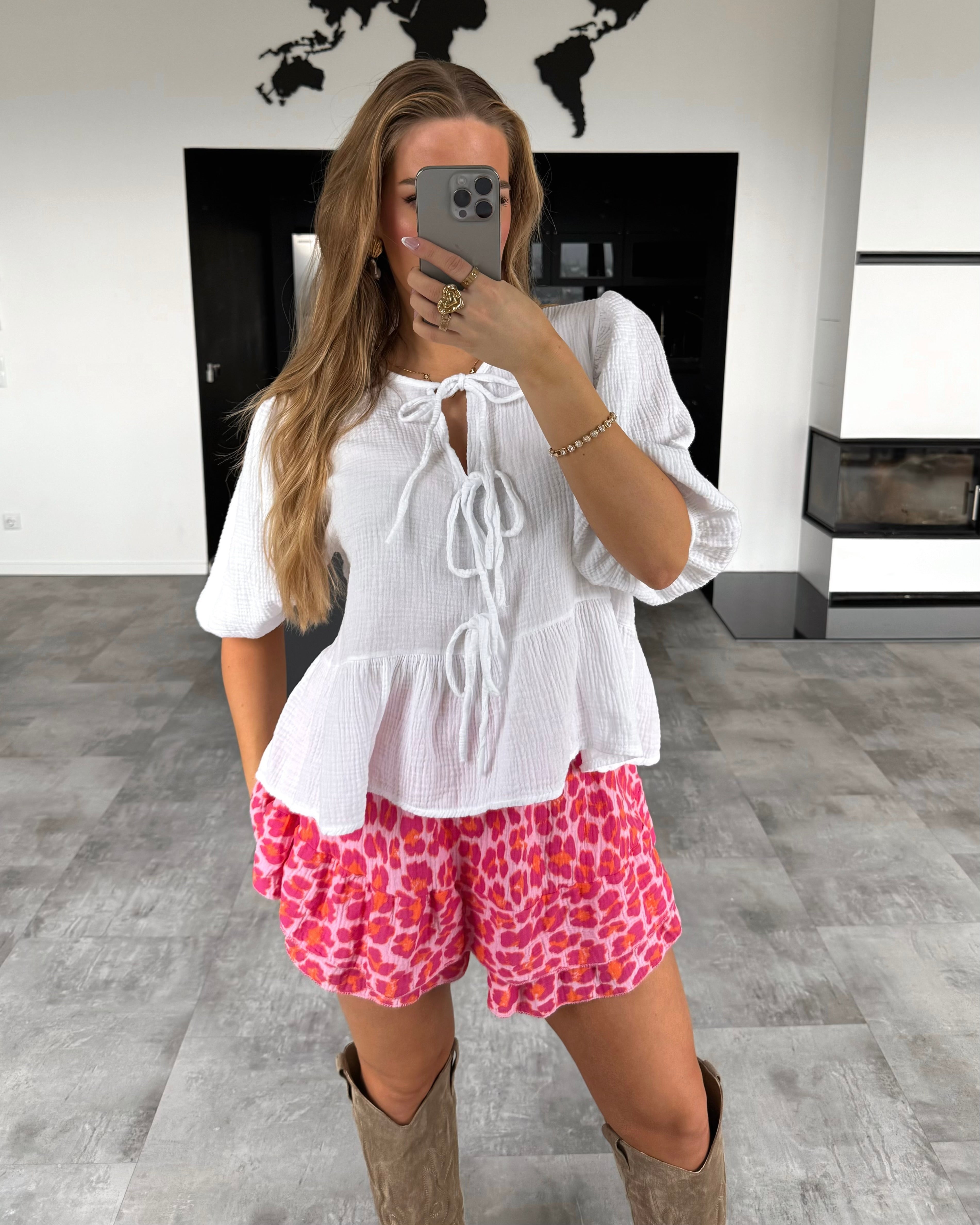 Musselin Knoten-Bluse "Leona" Weiß