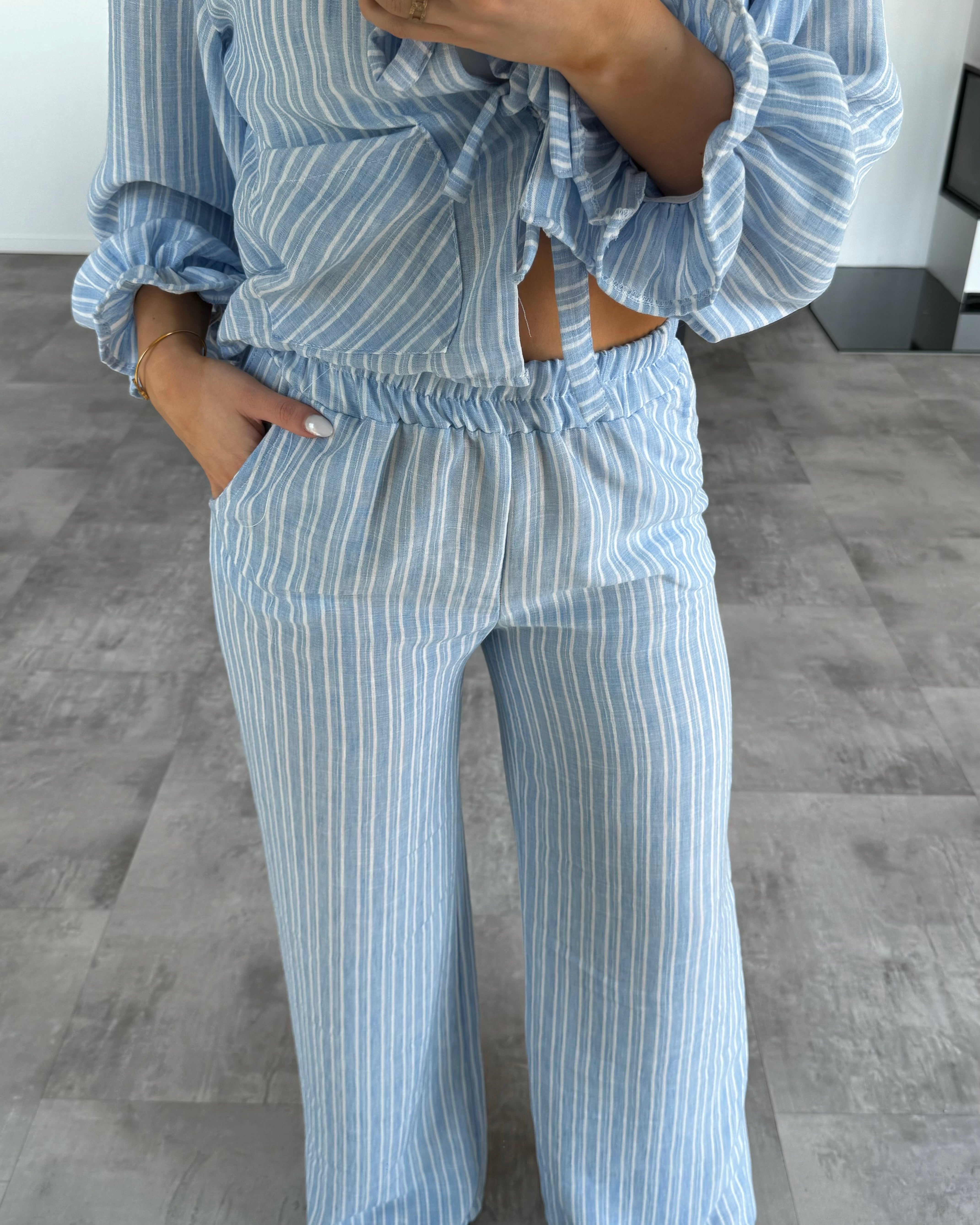 Streifen-Hose "Jordyce“ Blau-Weiß