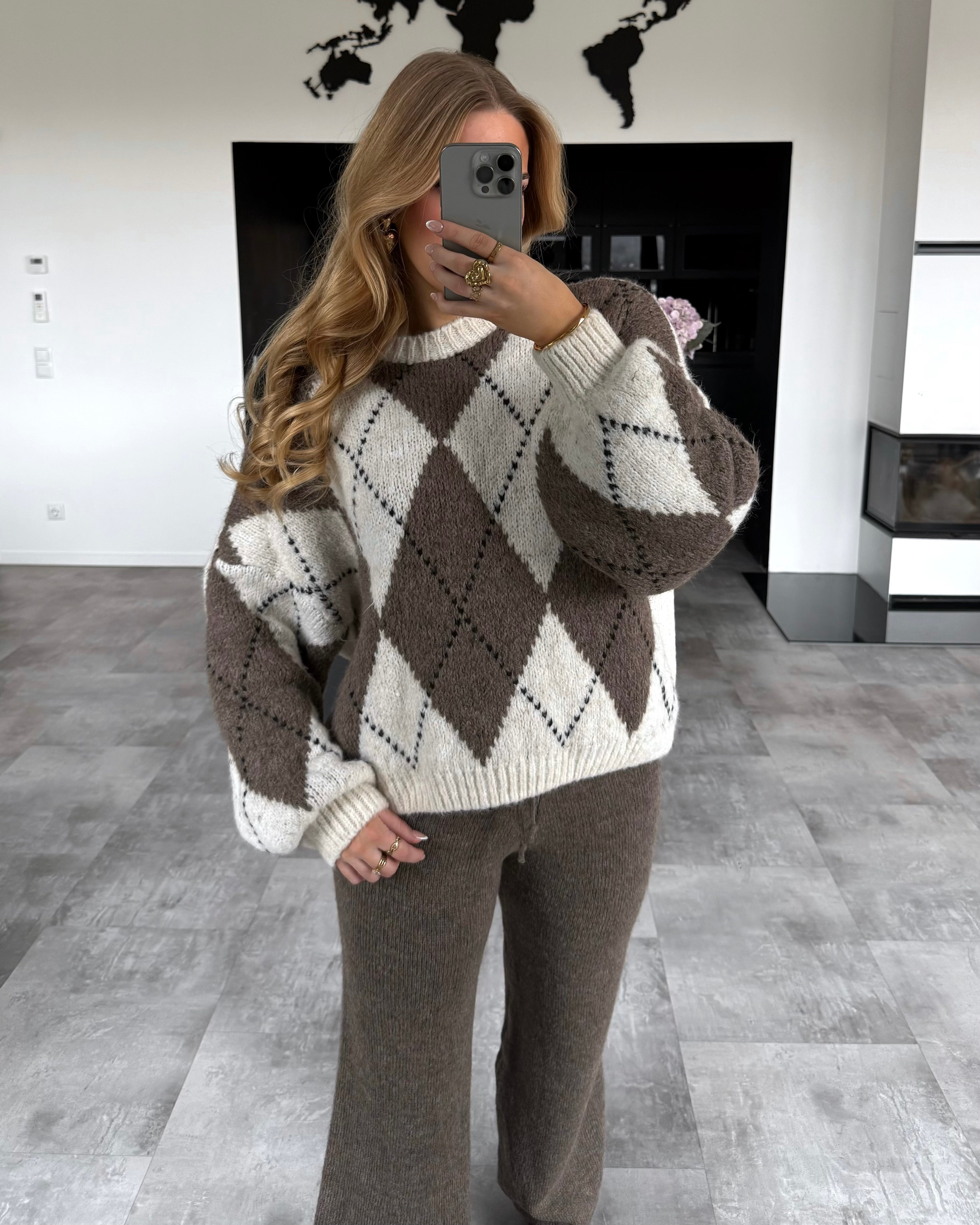 Pullover “Quinn” Ecru-Hellbraun