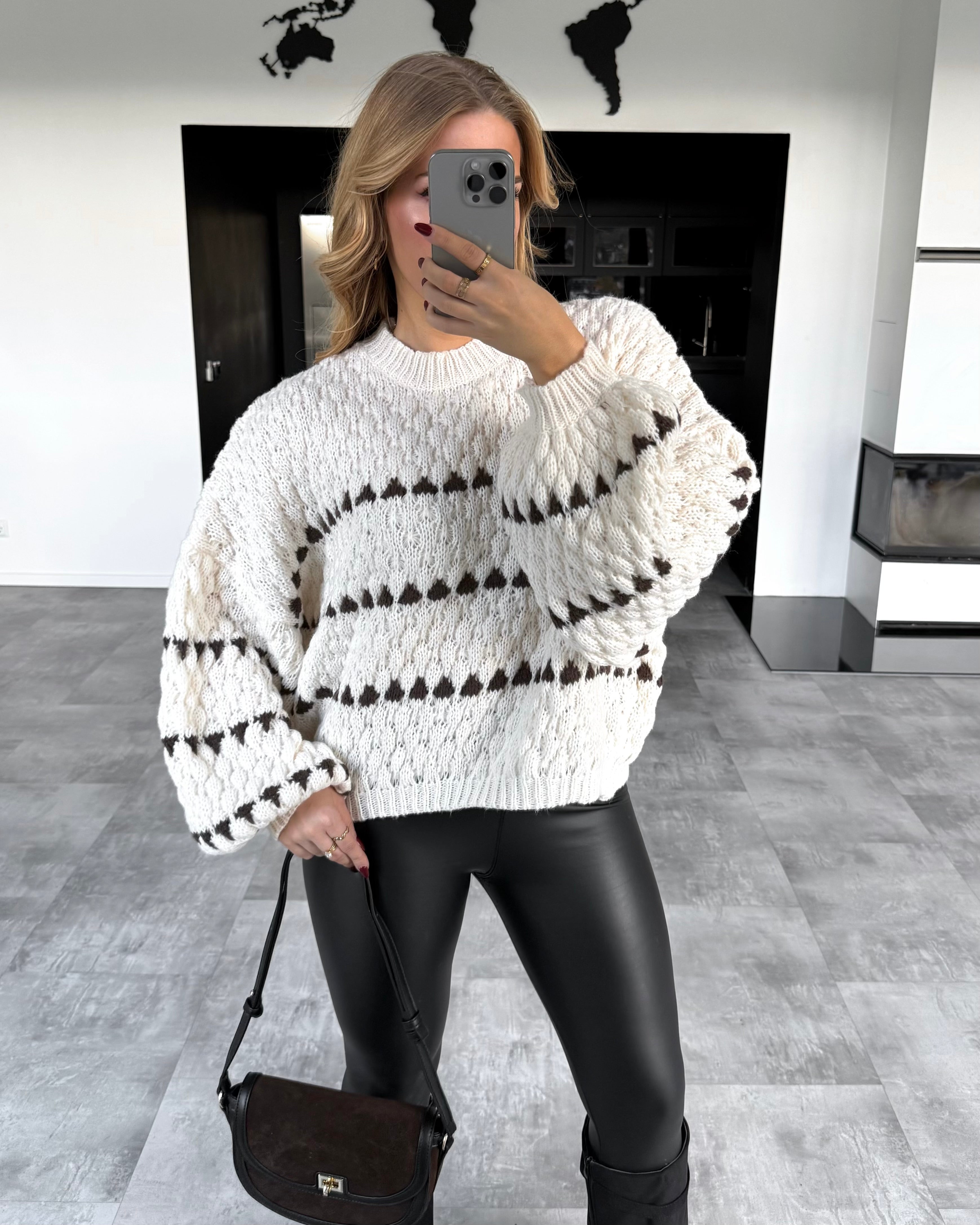 Pullover "Lucia" Ecru-Schwarz