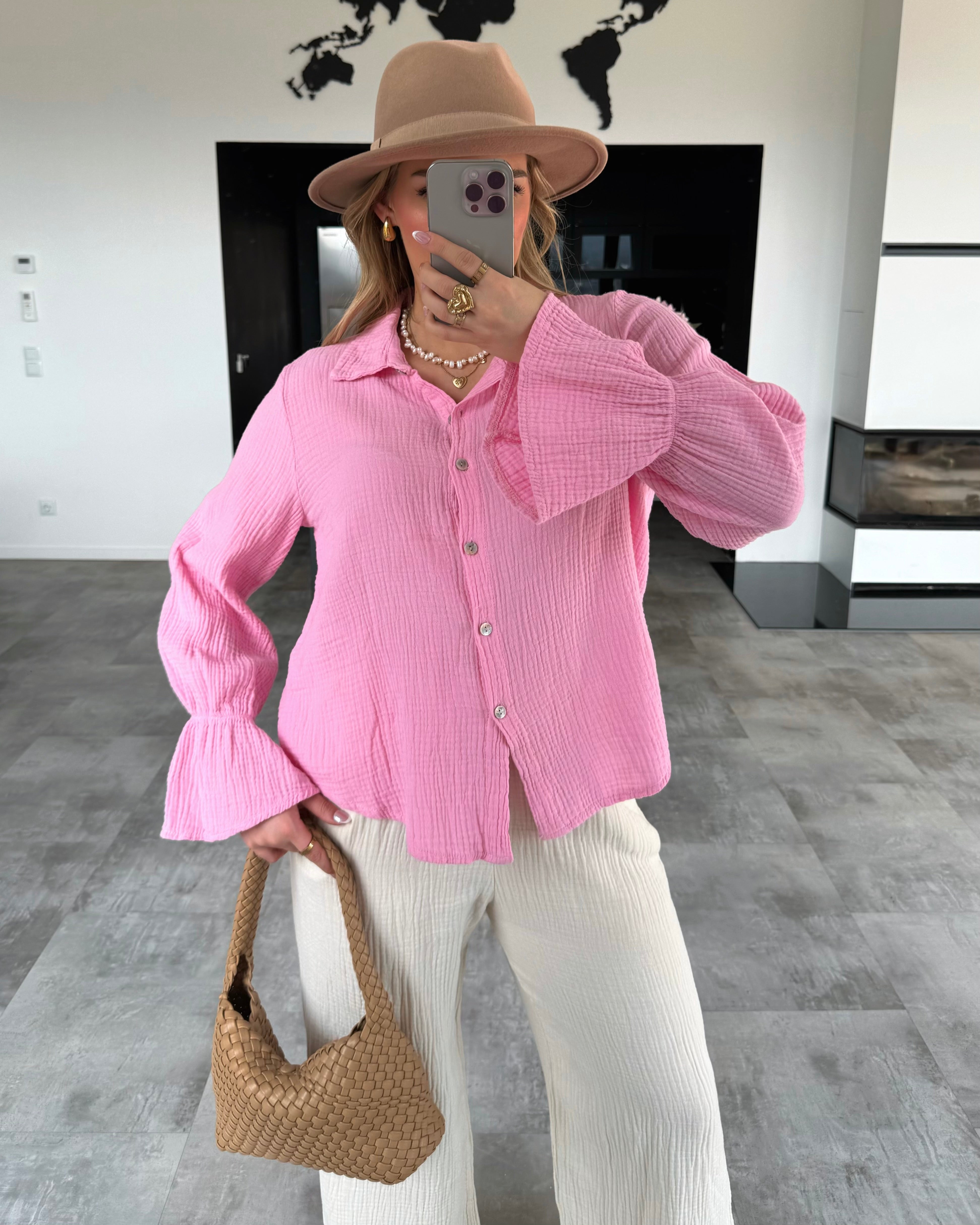 Musselin Bluse "Talina" Bubblegum Rosa