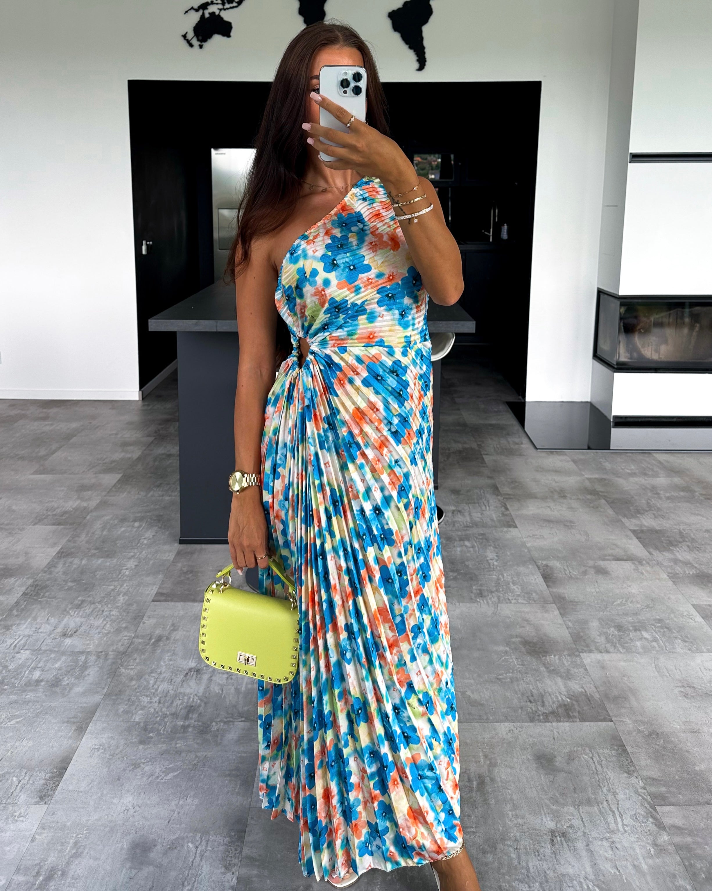 Kleid "Floral" Lang Blau