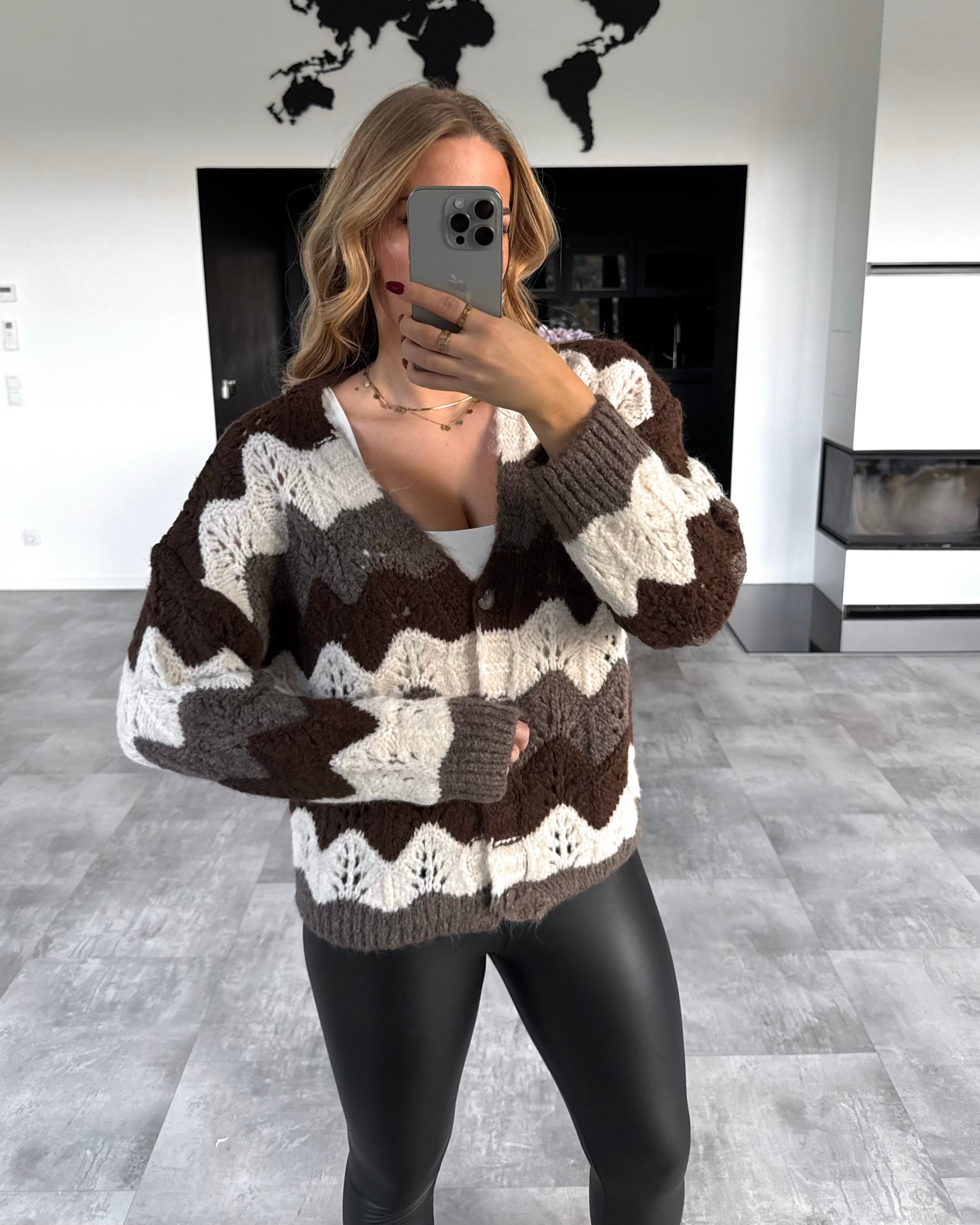 Häkelcardigan "Tweety" Multicolour Braun