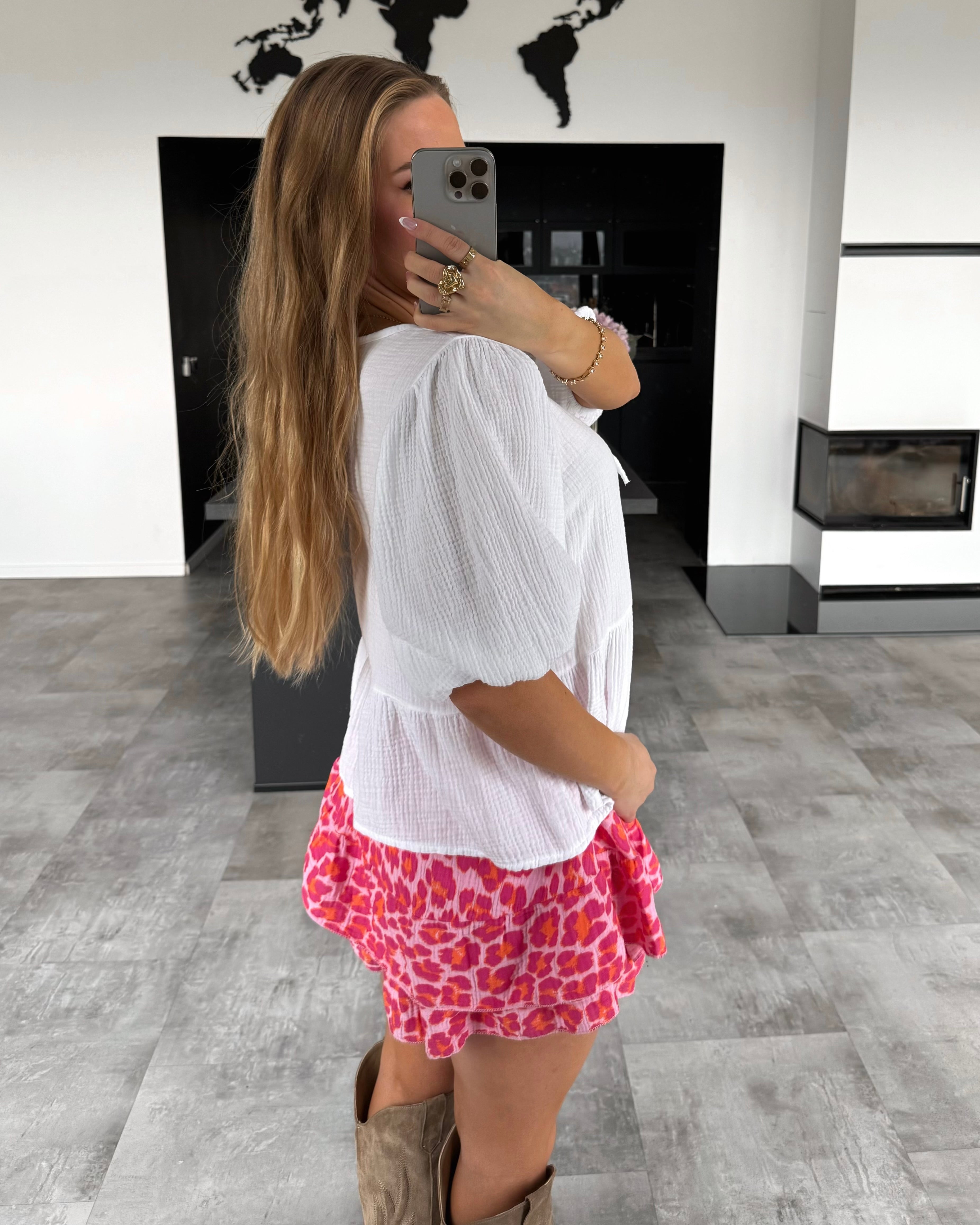 Musselin Knoten-Bluse "Leona" Weiß
