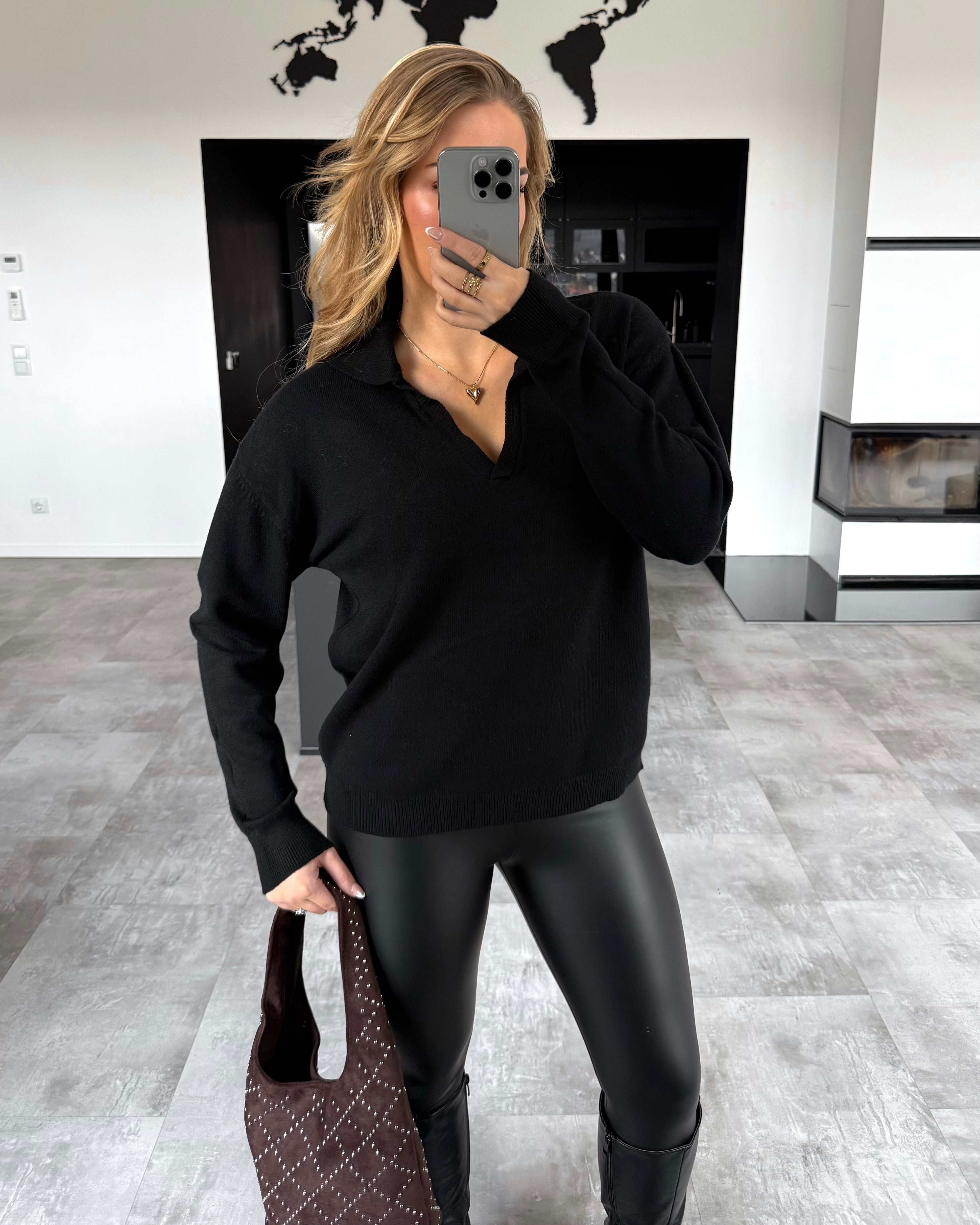 Polo Strickpullover "Vero" Schwarz