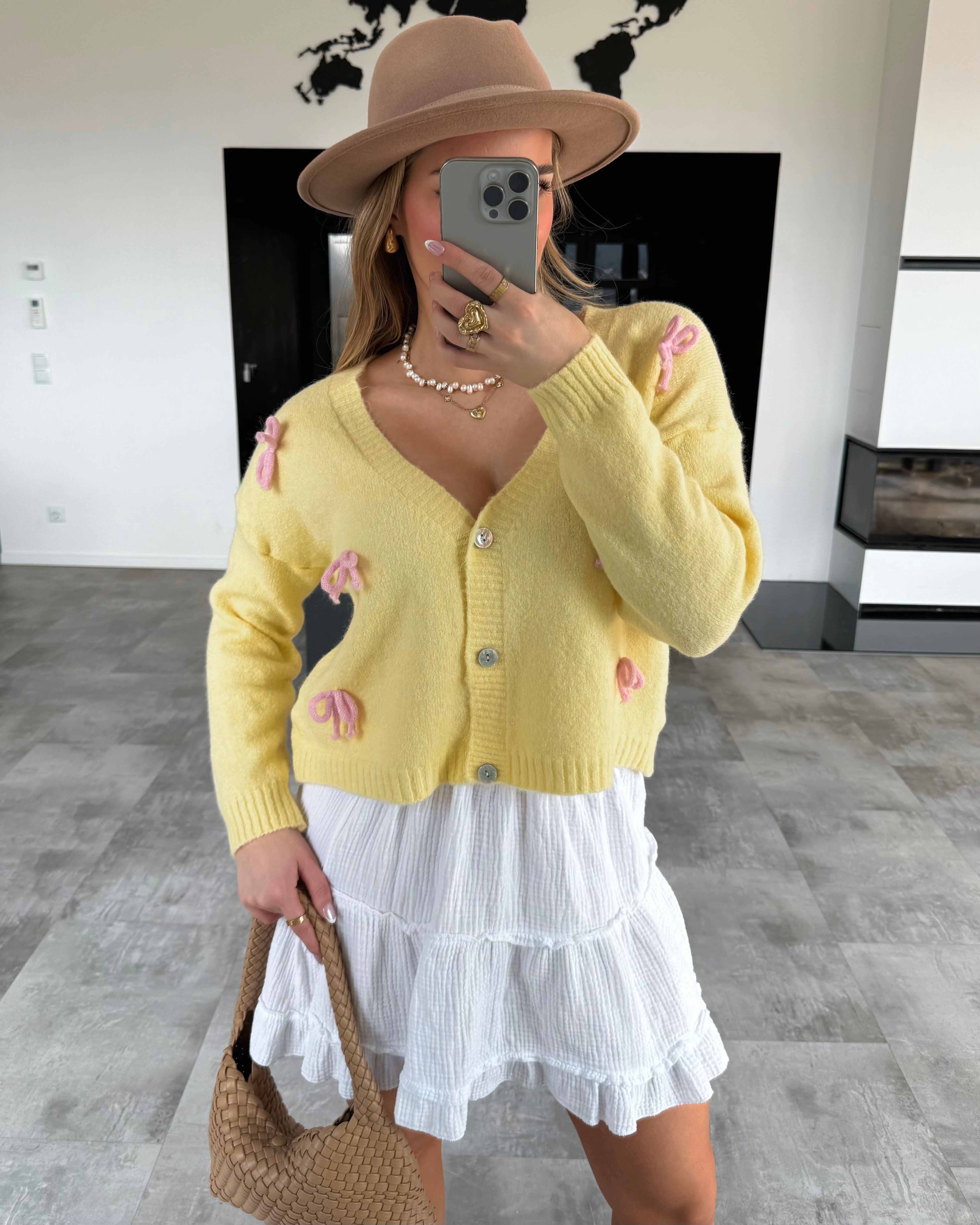 Cardigan "Cute Bows" Gelb