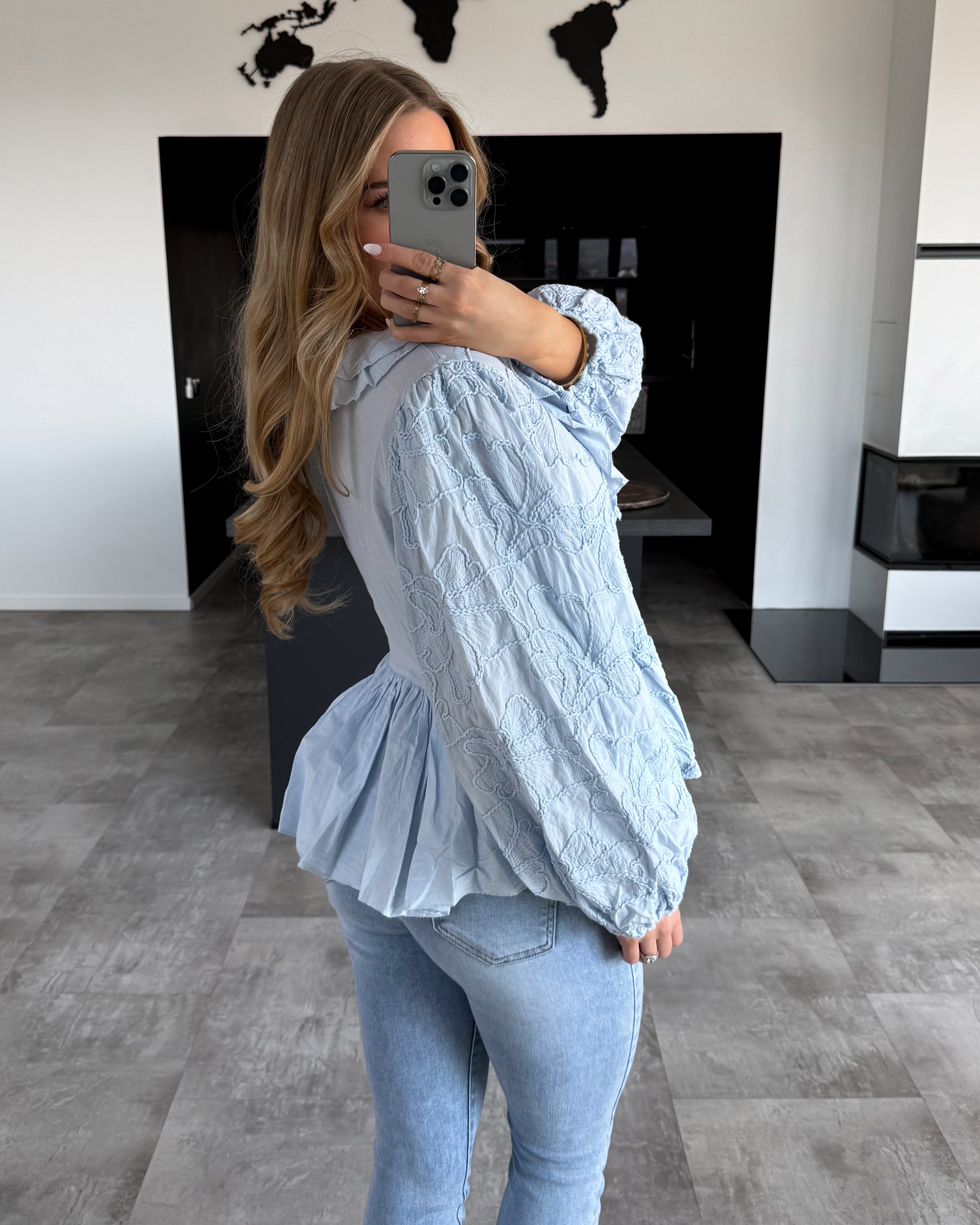 Baumwoll Knoten-Bluse "Grace" Hellblau