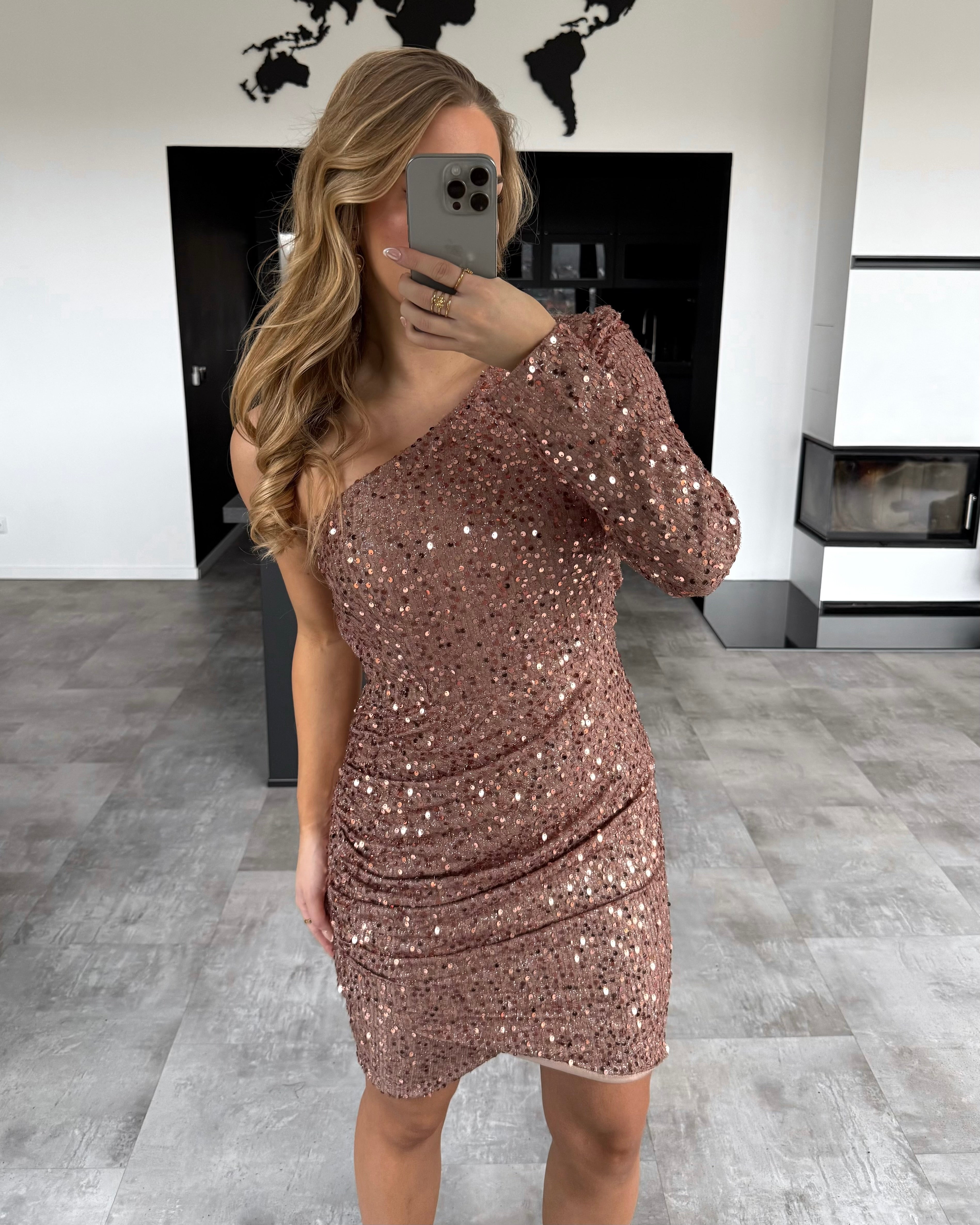 Pailletten-Kleid "Payton" Champagner