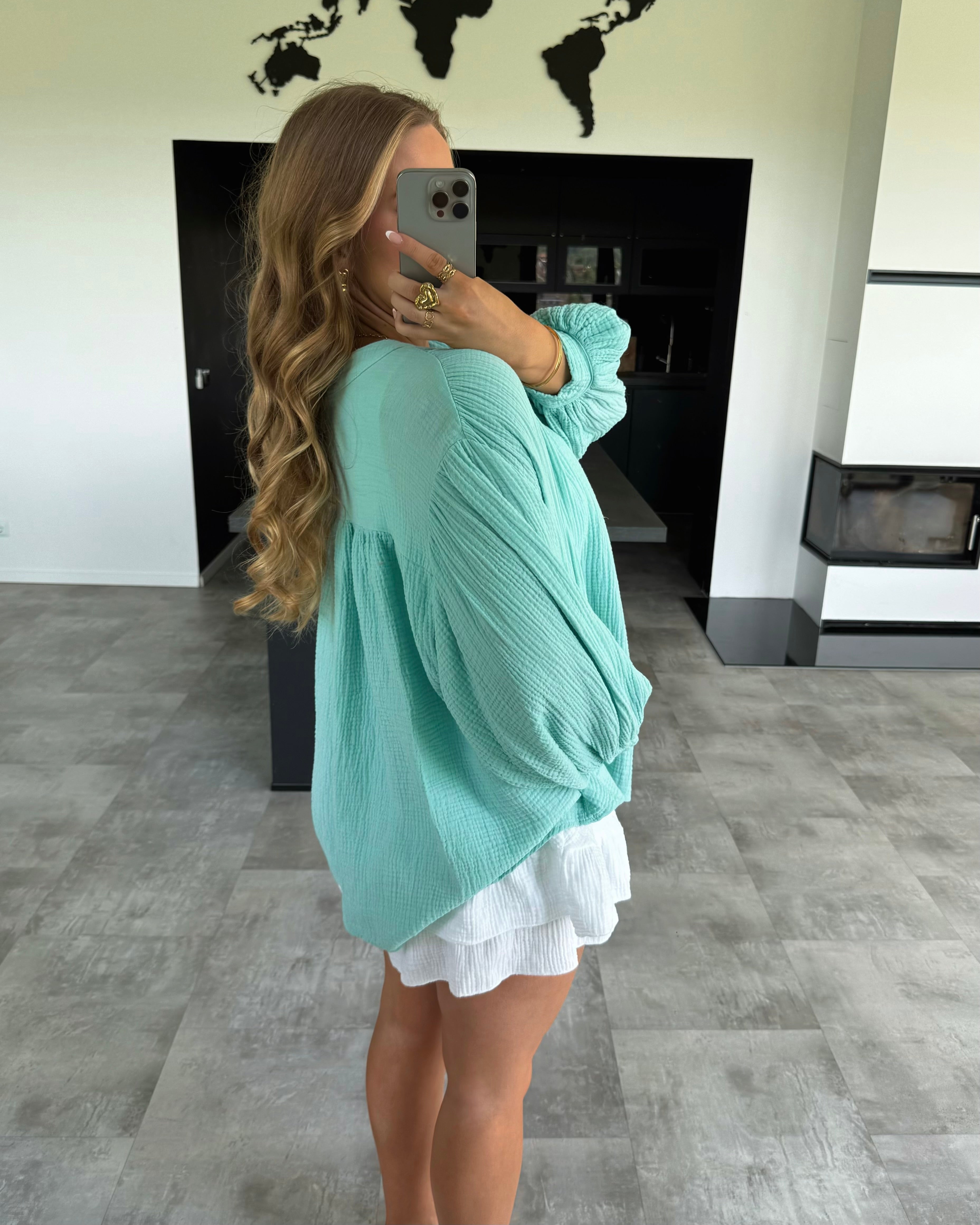 Musselin Bluse "Clara" Midi Mint