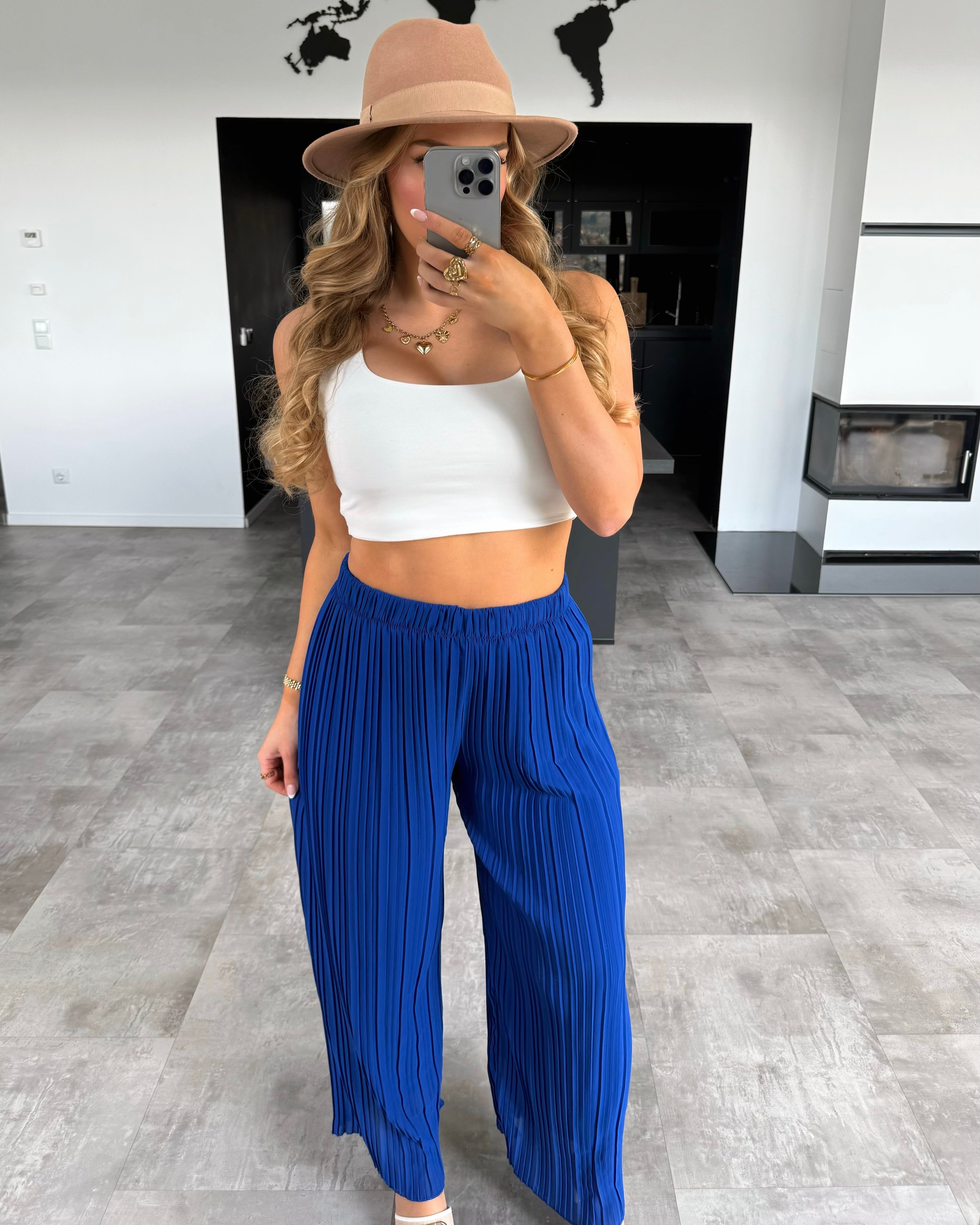 Plissierte Hose "Mala“ Royalblau