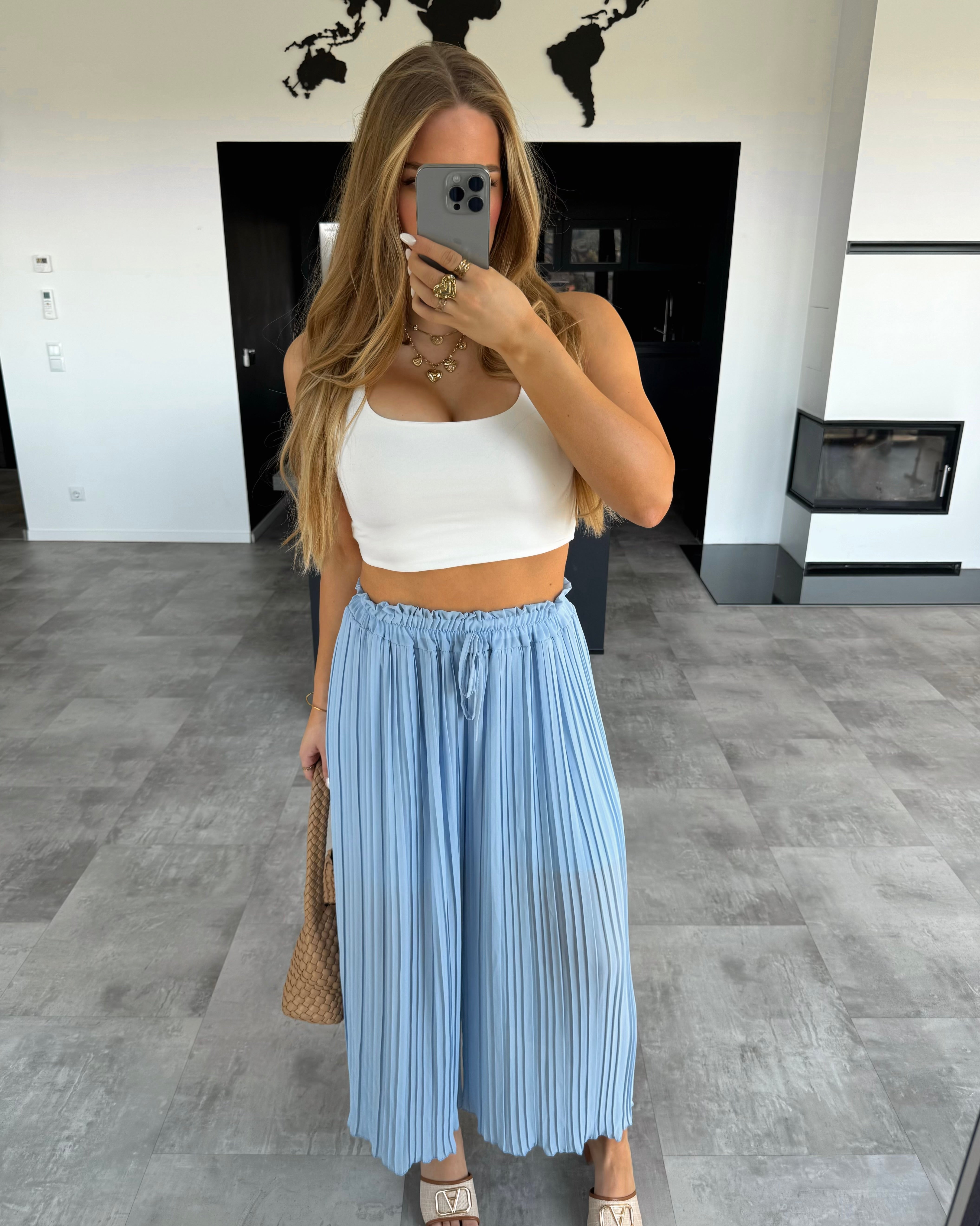 Plissierte Hose "Nola“ Babyblau