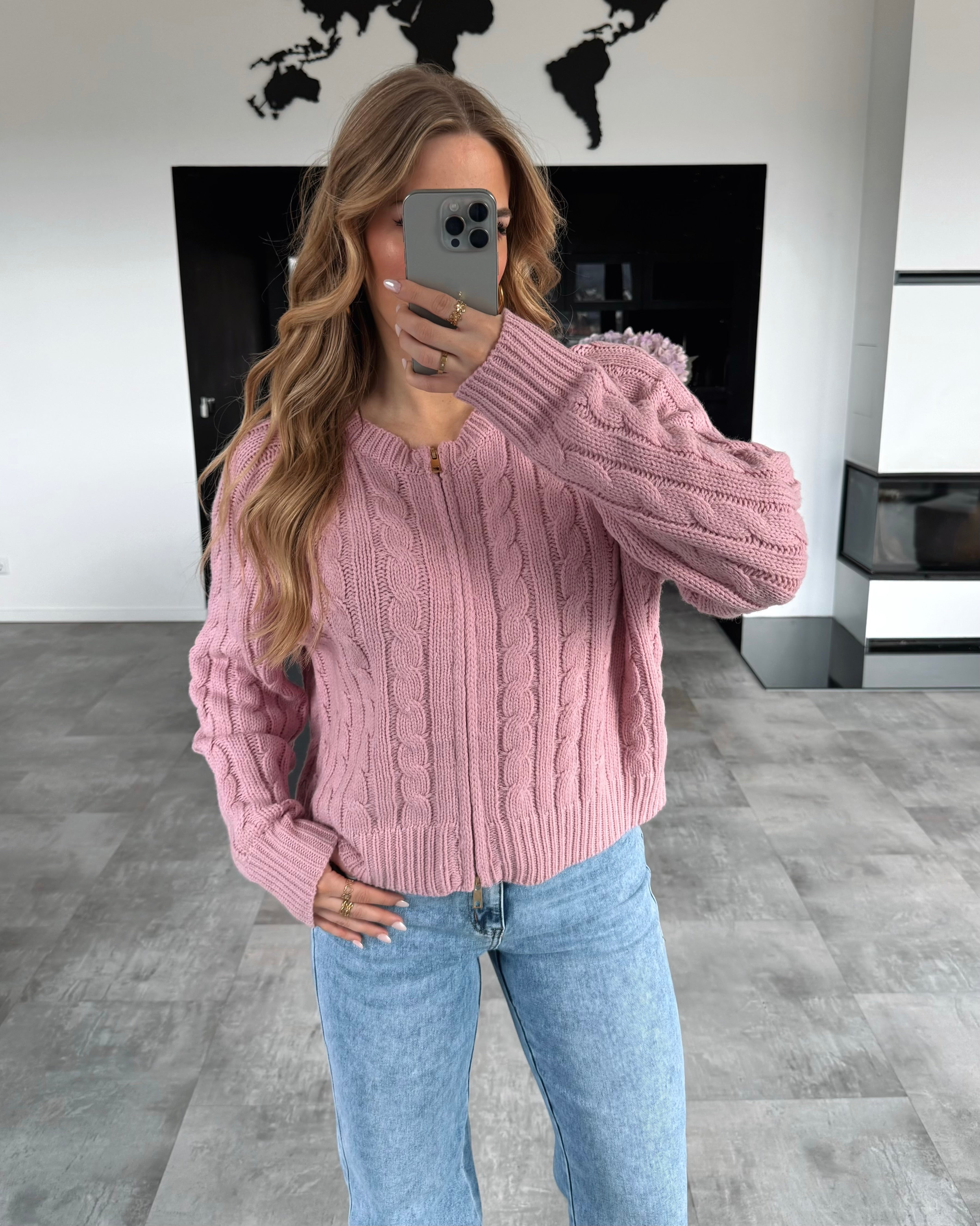 Zipper Strickjacke "Coraline" Altrosa