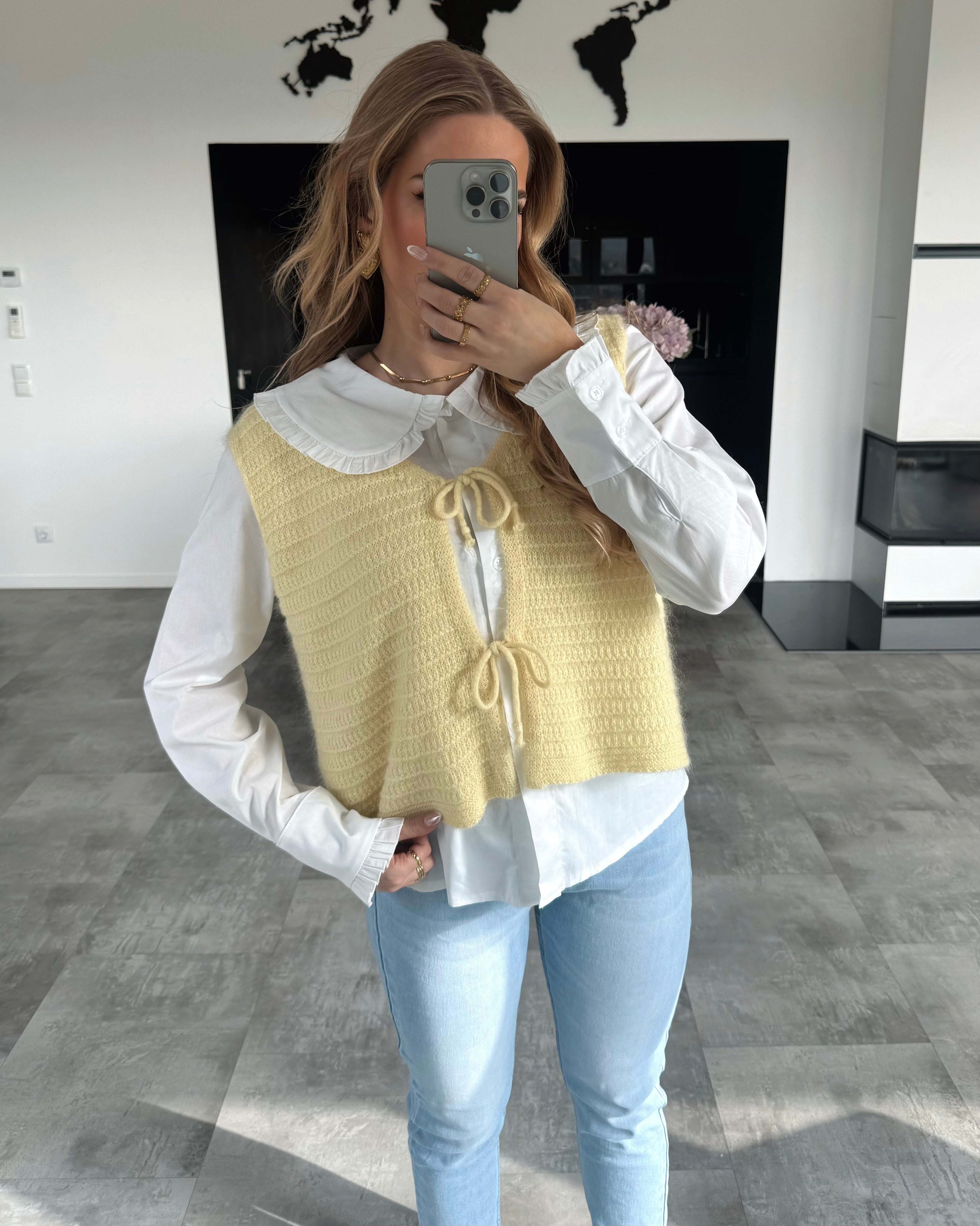 Knoten-Strickpullunder "Fenja" Gelb