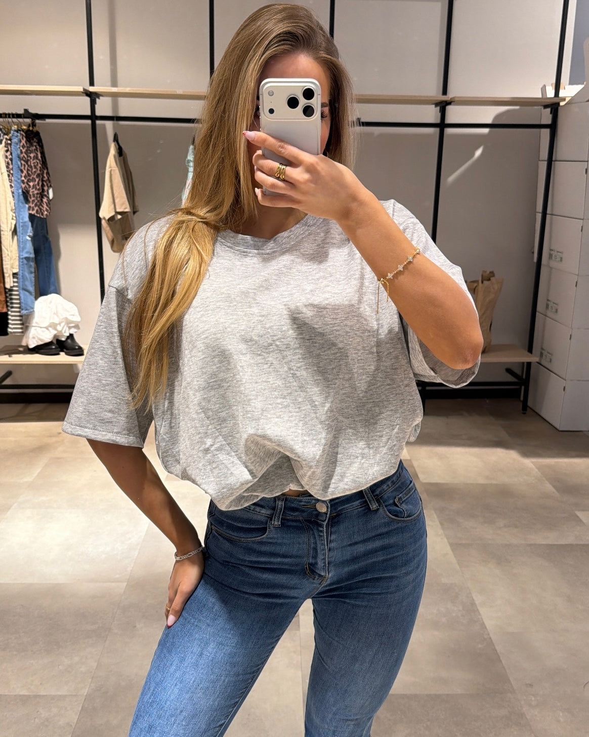 T-Shirt "Leonie" Hellgrau