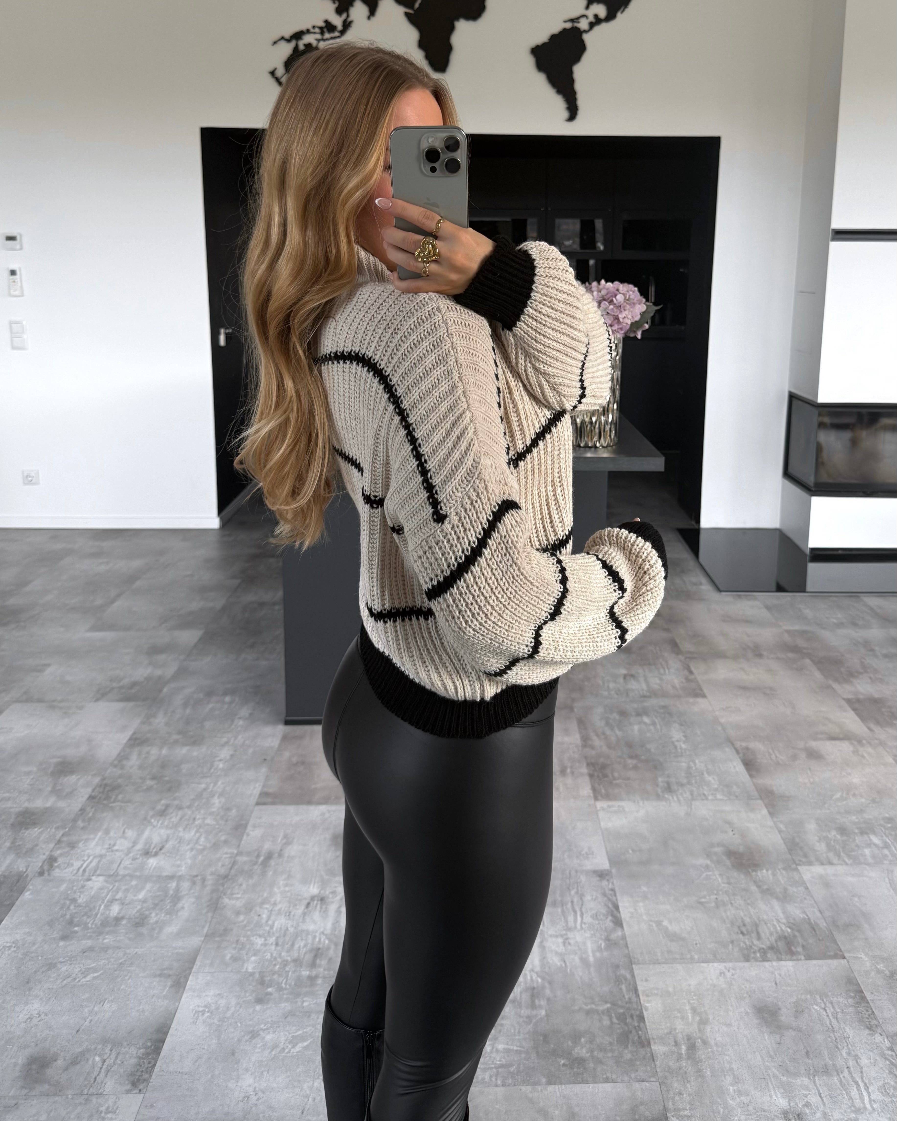 Pullover "Shirley" Beige-Schwarz